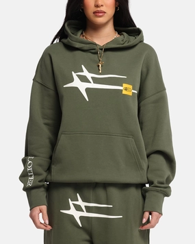 Loiter Hybrid Premium Hoodie Olive Comfortable
