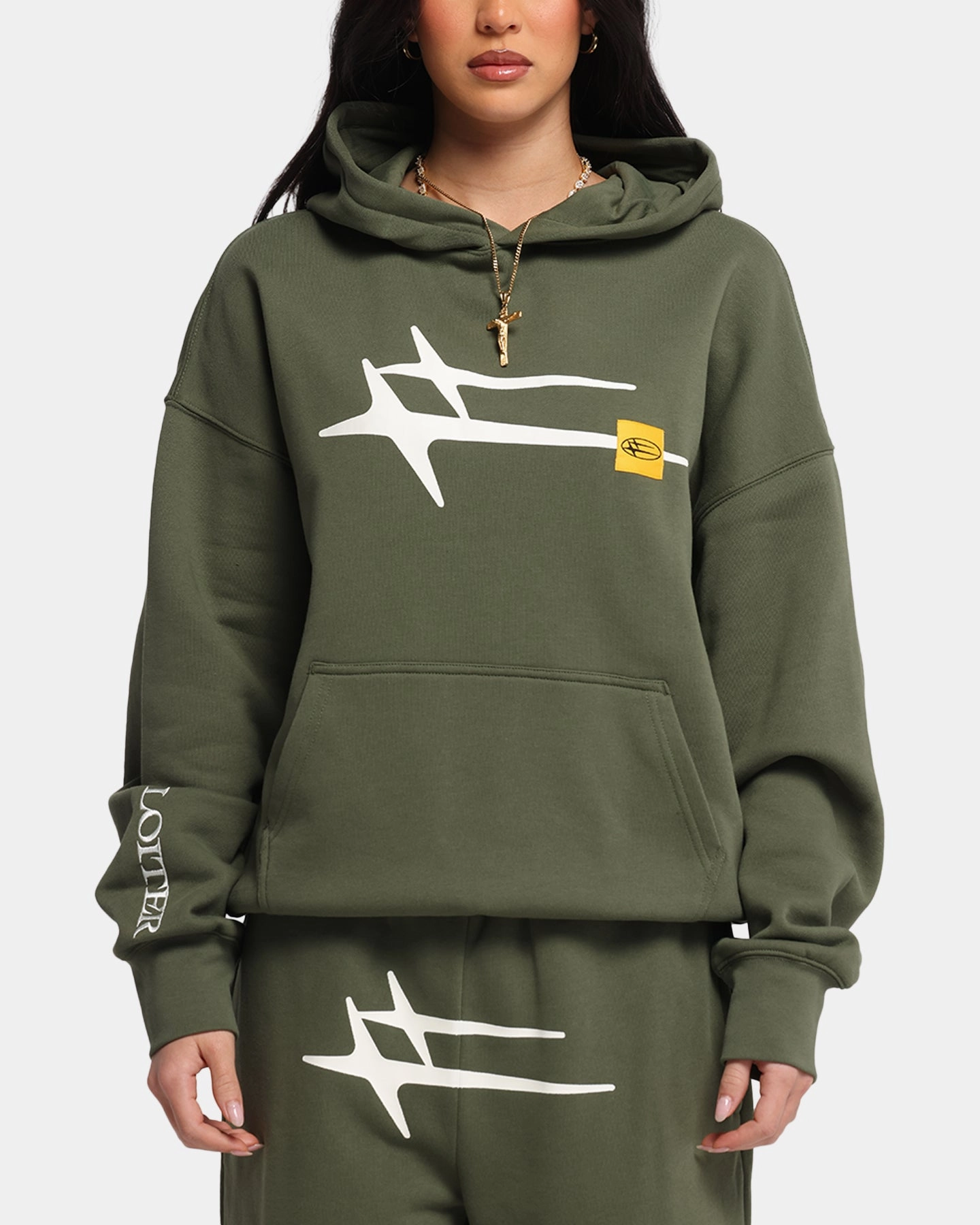 Loiter Hybrid Premium Hoodie Olive Comfortable