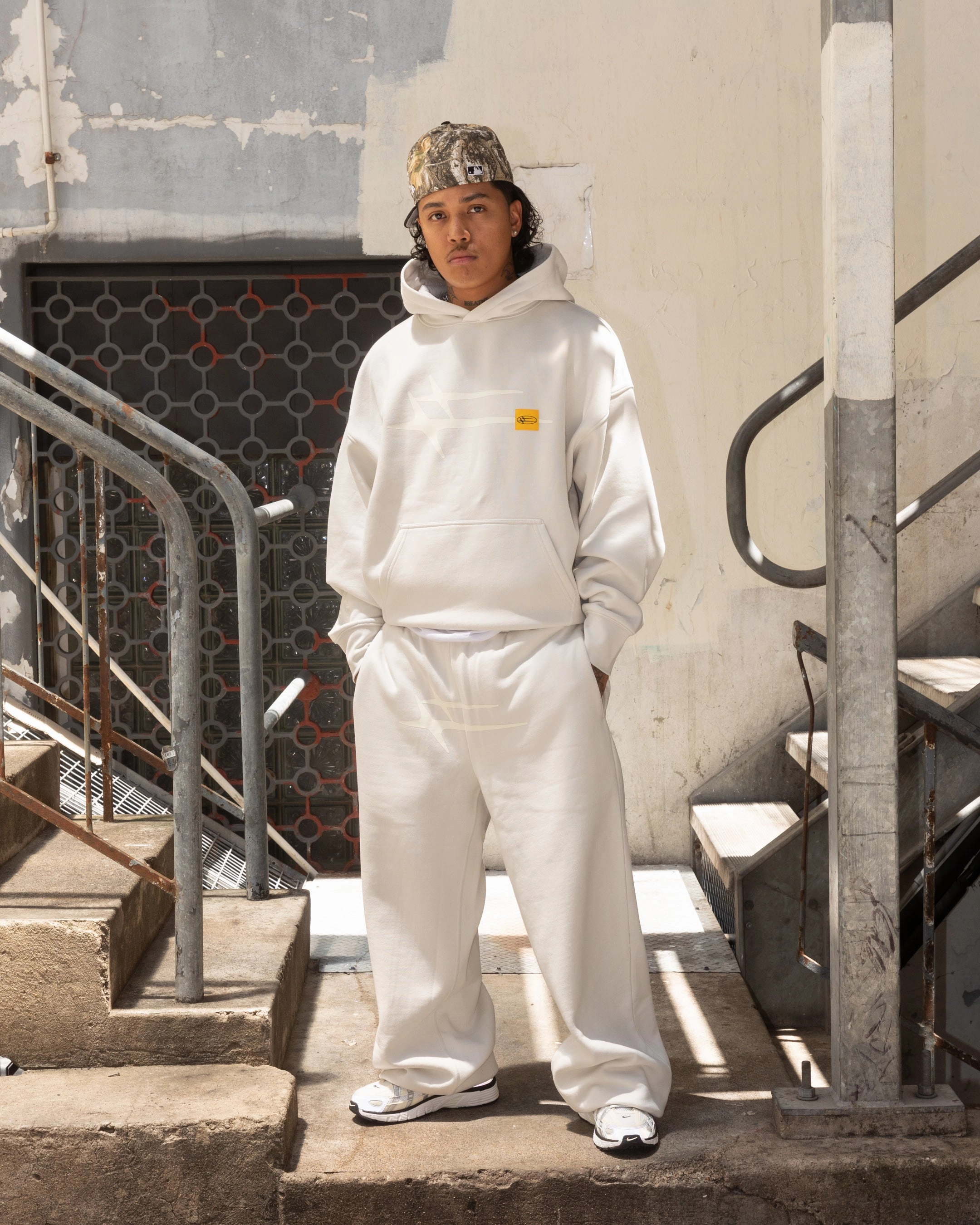 Two Way Zipper Loiter Hybrid Premium Hoodie Stone