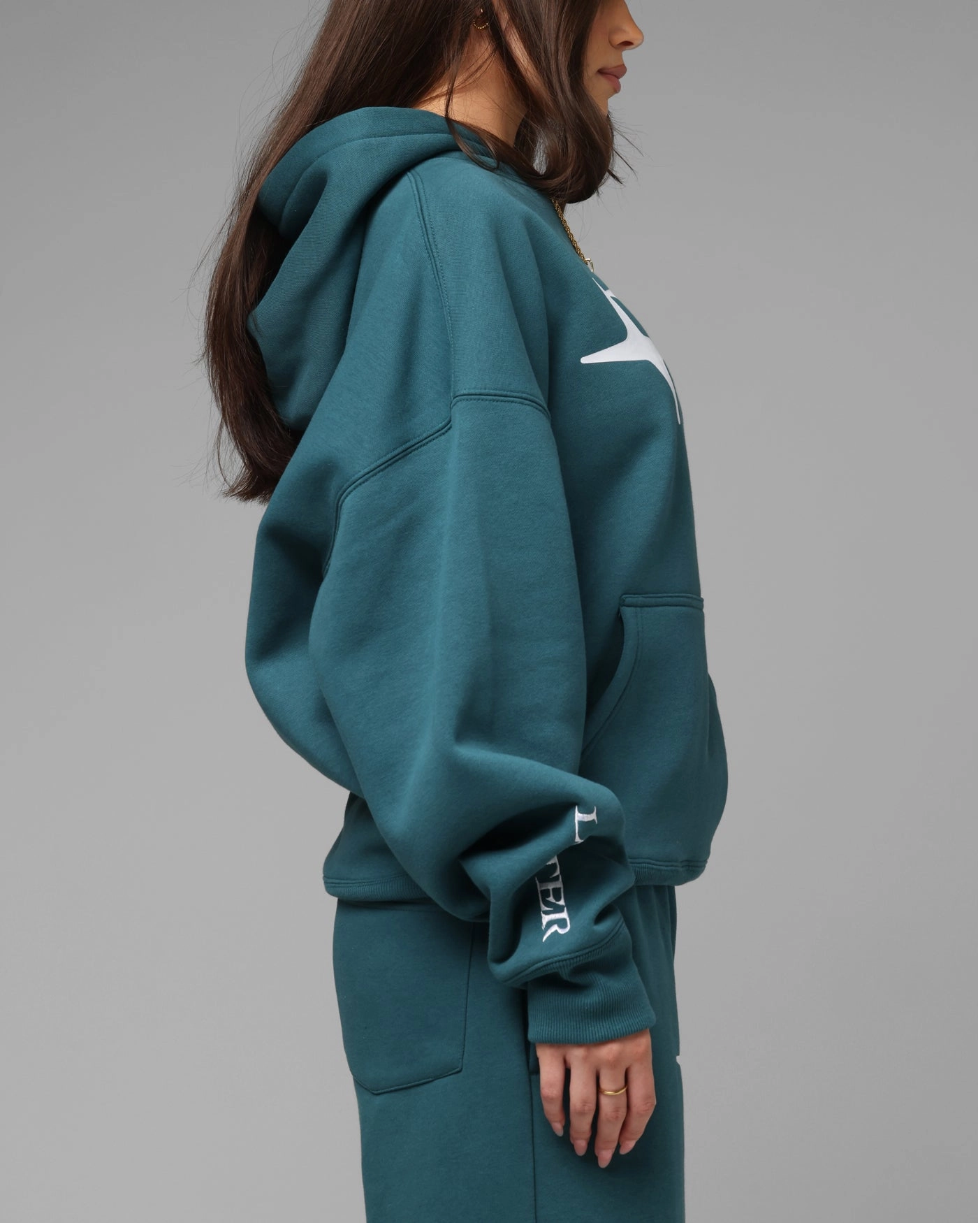 Loiter Hybrid Premium Hoodie Teal Patience Trendy Accessory