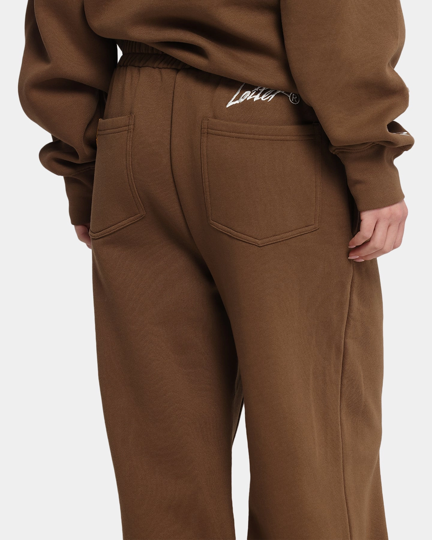 Four Way Stretch Low Bulk Design Loiter Hybrid Sweatpants Brown
