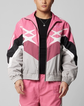 Loiter Hybrid Track Jacket Pink/Grey Core Look Layer Versatility