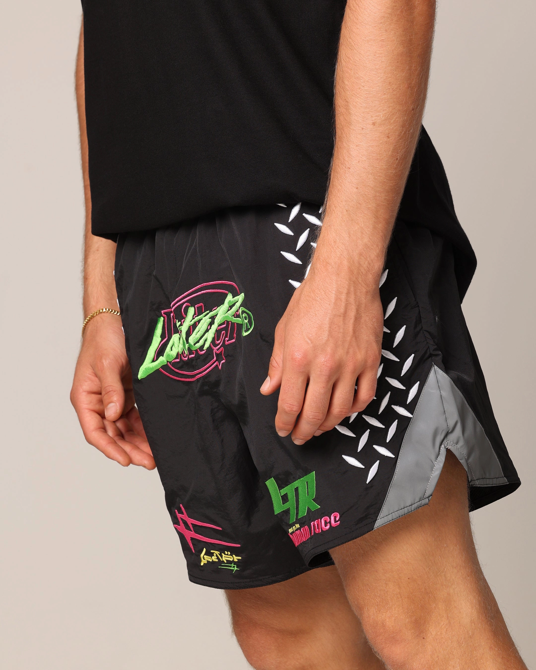 Loiter Instinct Walk Shorts Black/Green/Red Sport Friendly