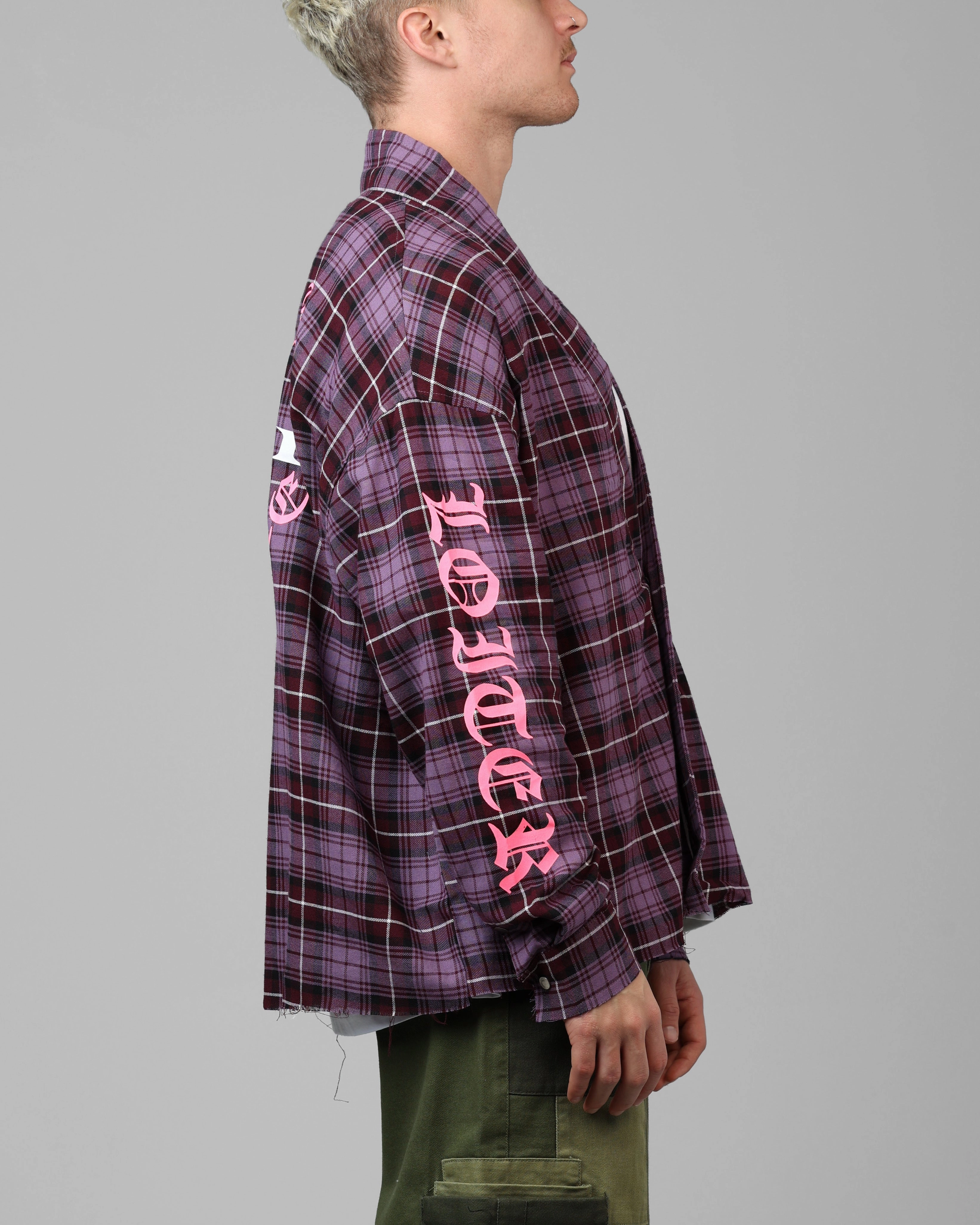Odor Resistant Treatment Loiter Kimono Flannel Purple