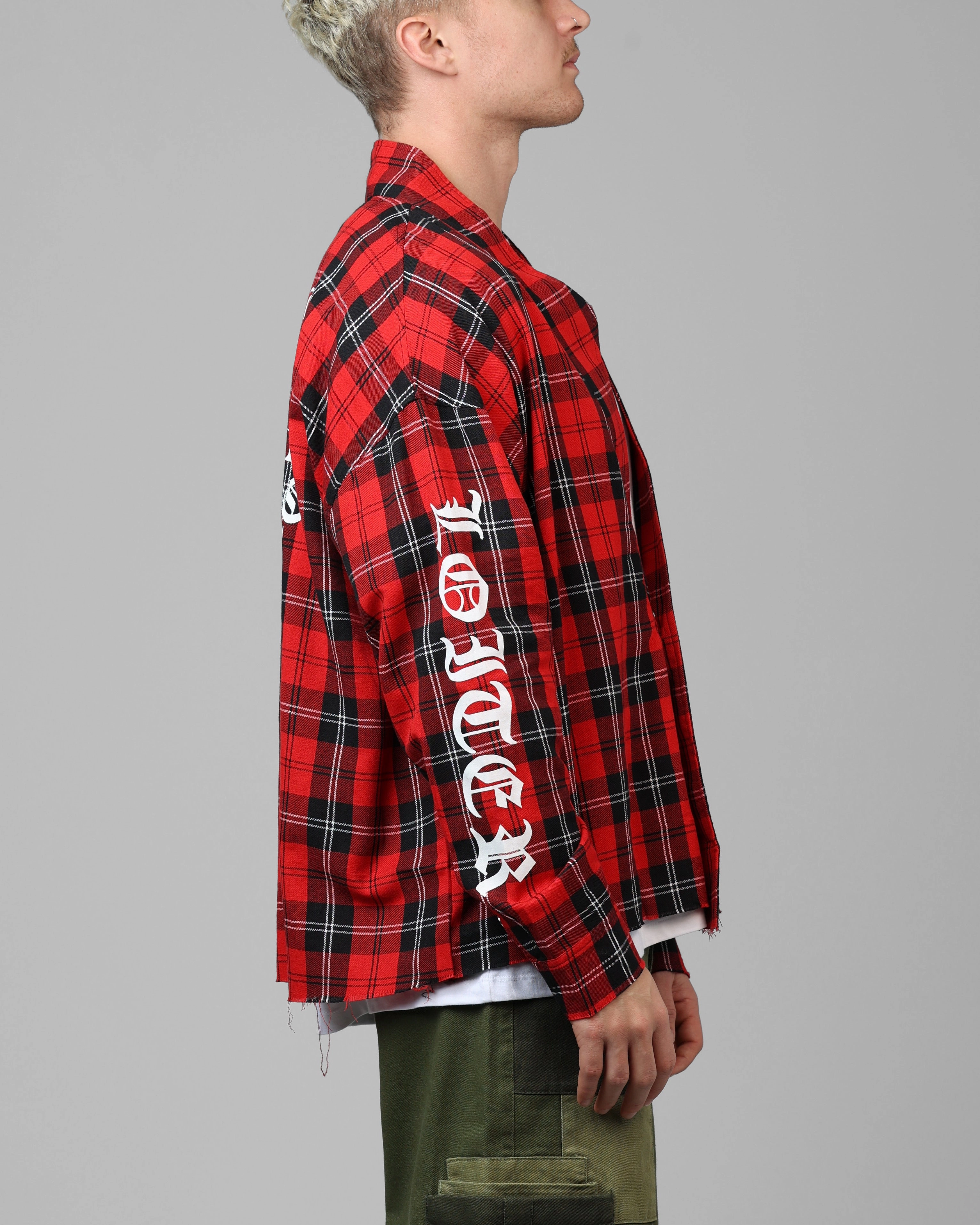 Modern Utility Loiter Kimono Flannel Red