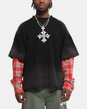 Loiter Layered Flannel T-Shirt Black/Red quick dry Flexible Ribbed Cuffs
