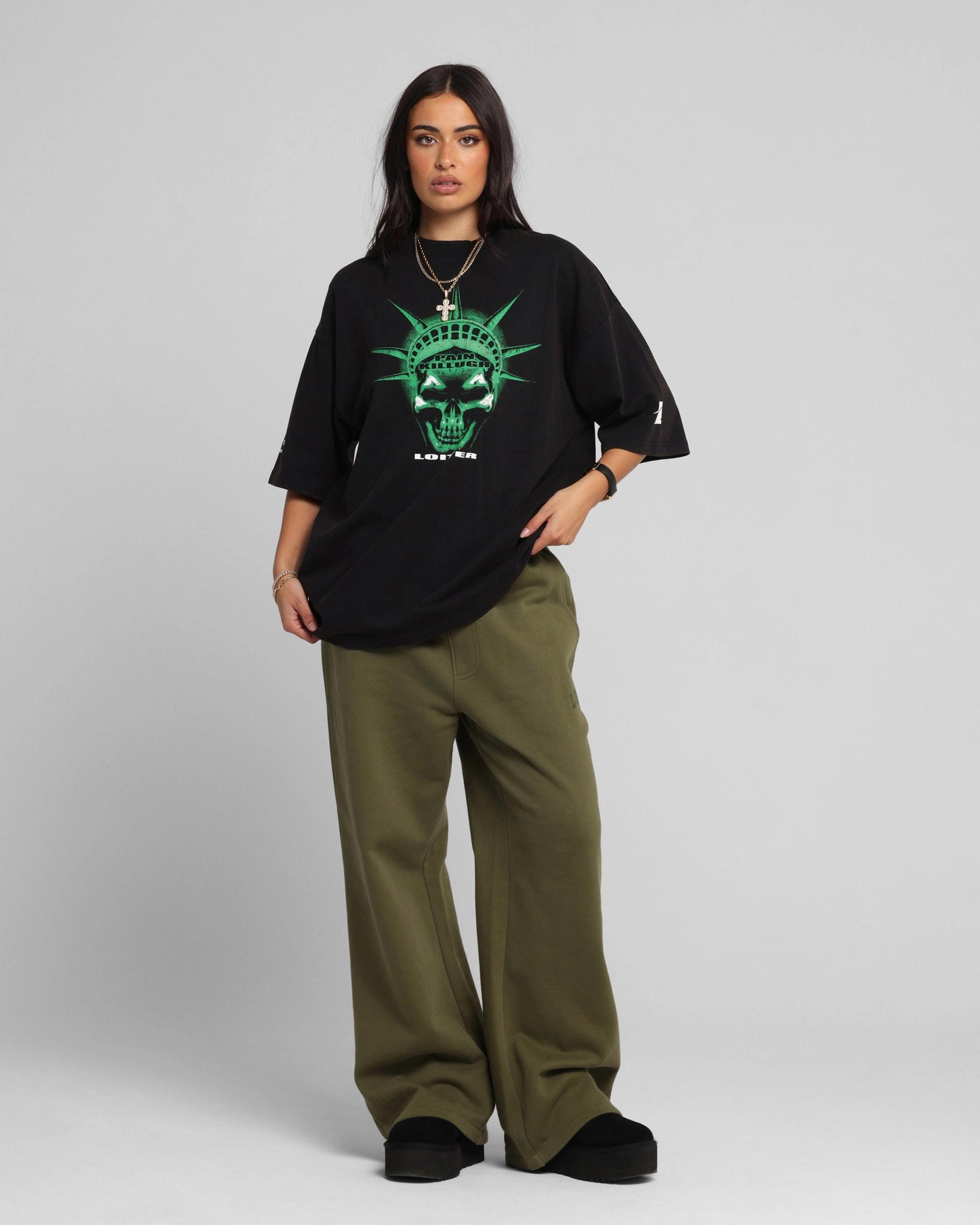 Effortless Style Anti Perspiration Lining Loiter Liberty Vintage T-Shirt Vintage Black