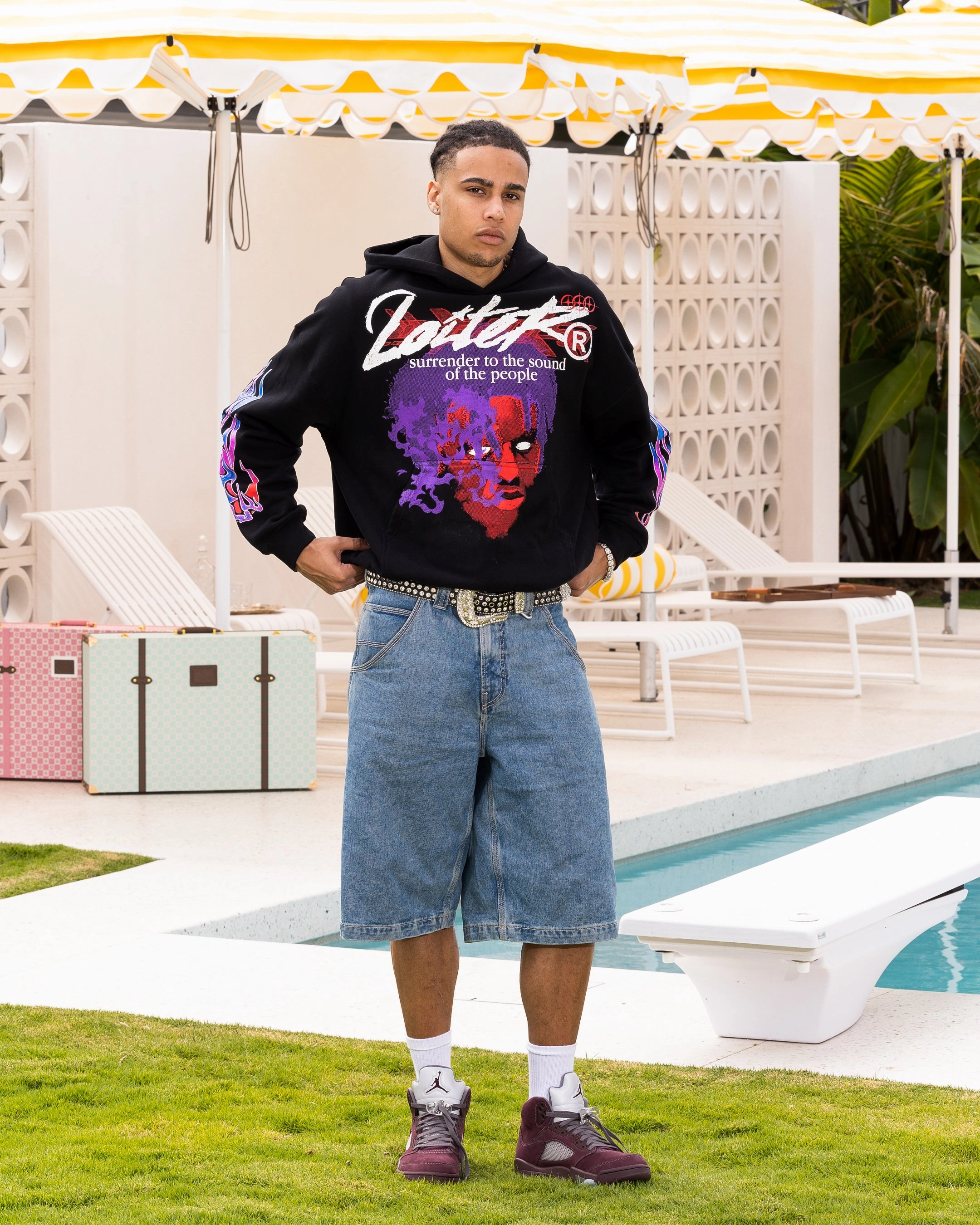 Aid Loiter Live In Direct Vintage Hoodie Black