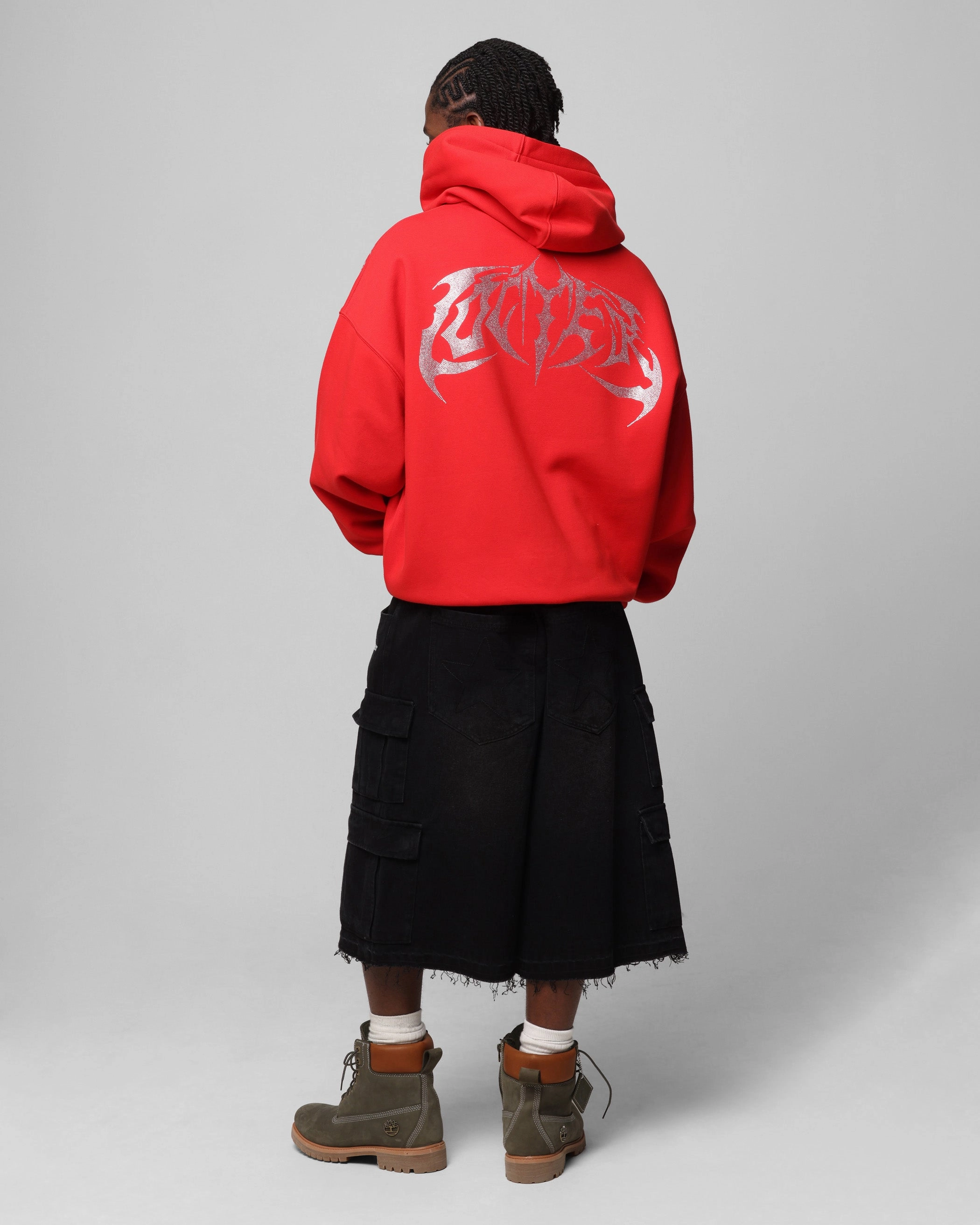 Polar bear like Fashion Energy Loiter Metal Rhinestone Hoodie Red