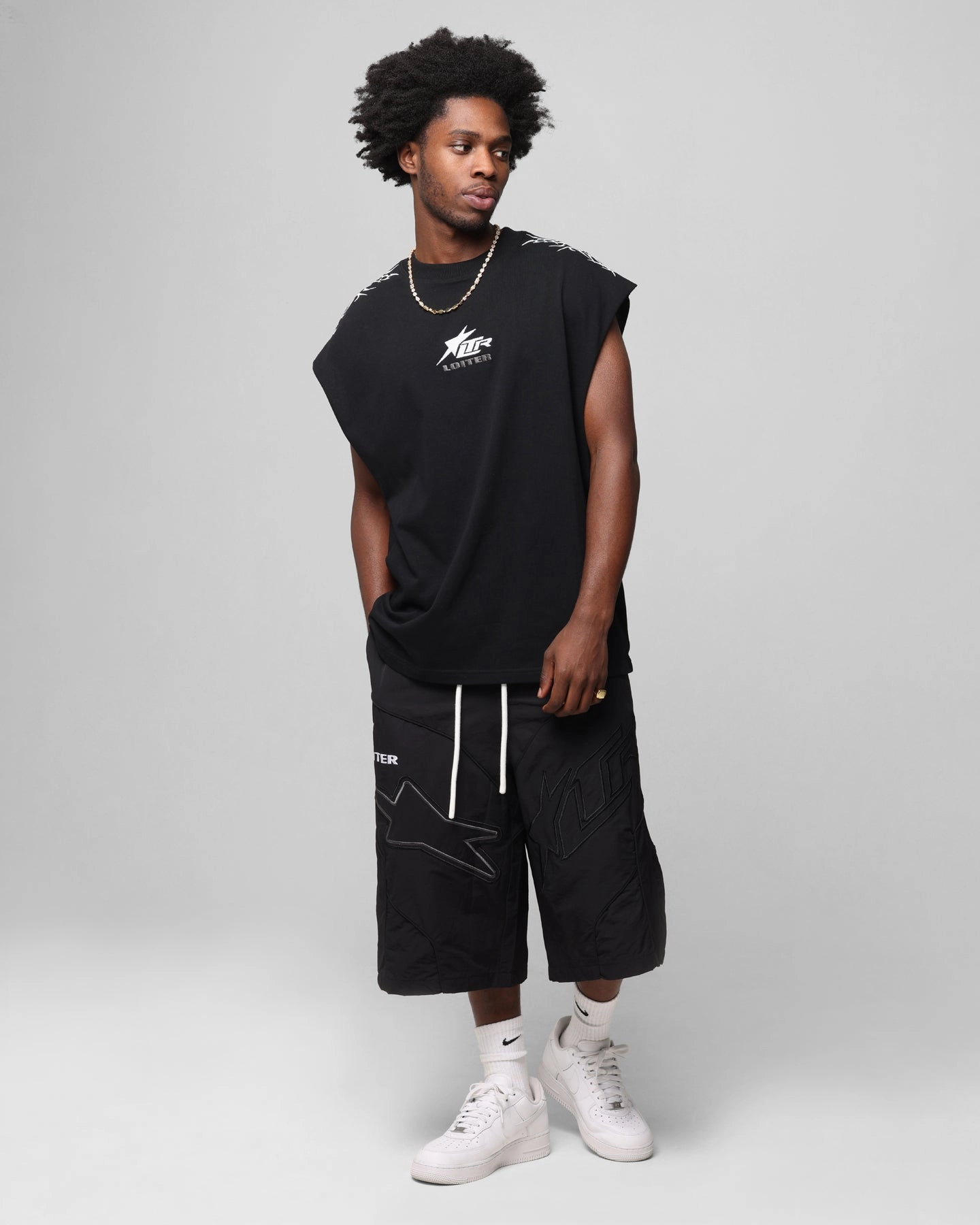 Loiter Motocross Shorts Black Easy Care Fabric Workout Gear