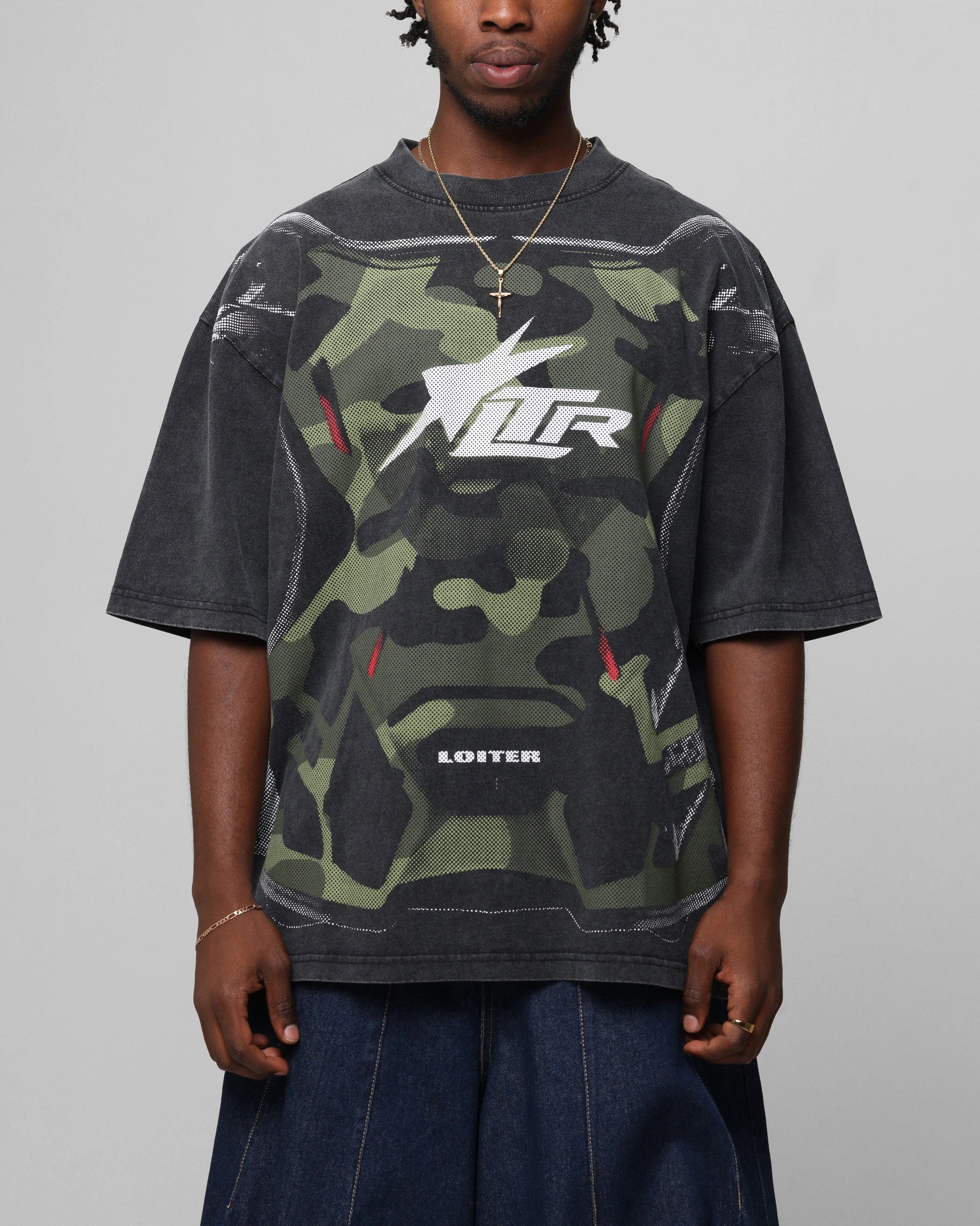 hiking clothes Airflow Mesh Panels Loiter Motocross Vintage T-Shirt Vintage Black