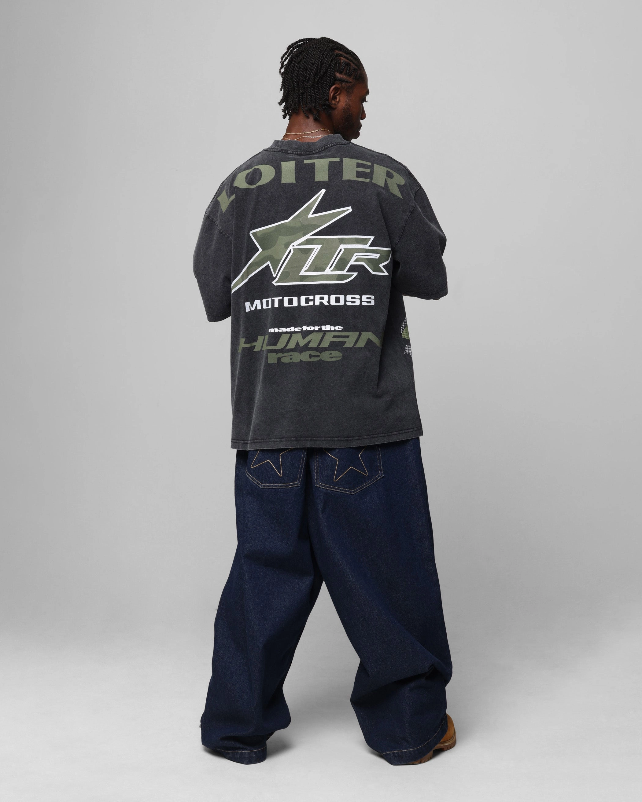 Loiter Motocross Vintage T-Shirt Vintage Black Street Smart Look