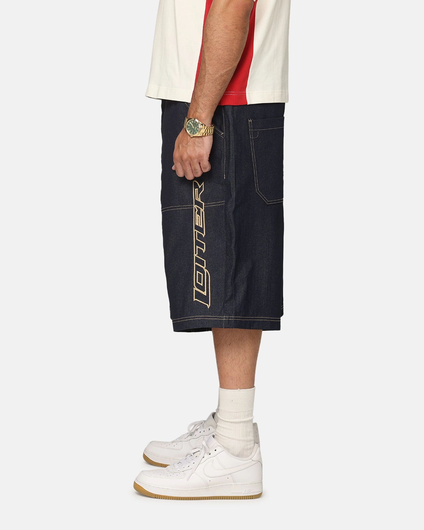 Loiter Motor Denim Shorts Indigo loafers