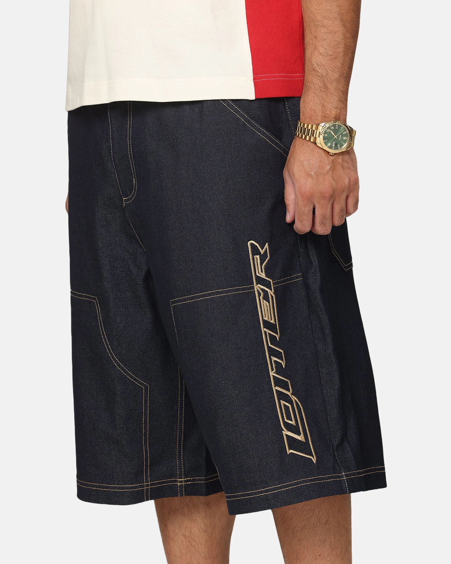 QuickAdjustStraps Easy Wear Loiter Motor Denim Shorts Indigo