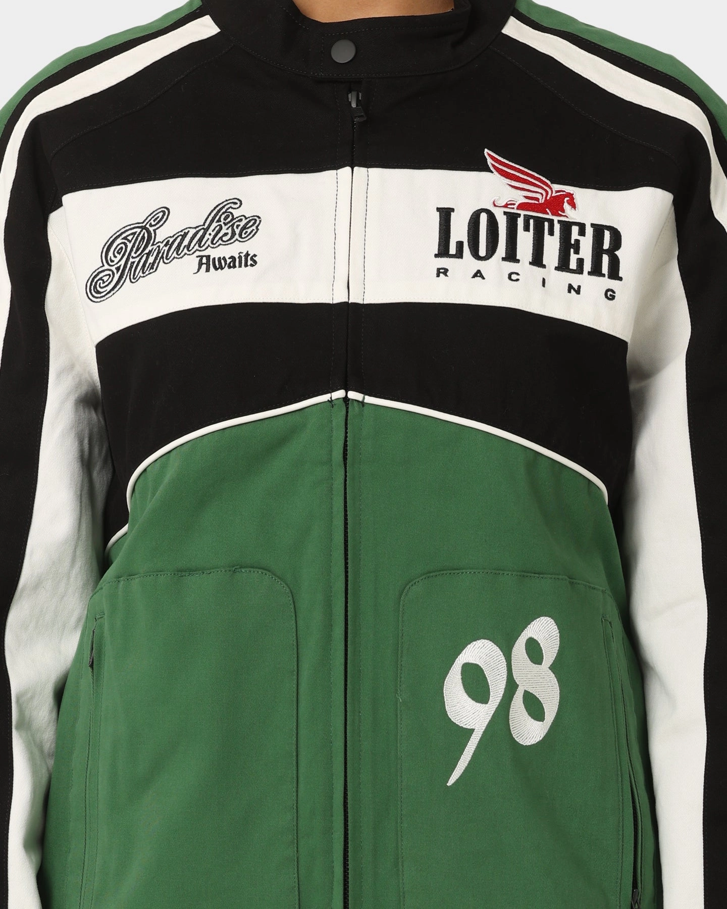Ventilated Back NoiseReduced Closure System Loiter Motor Jacket Green