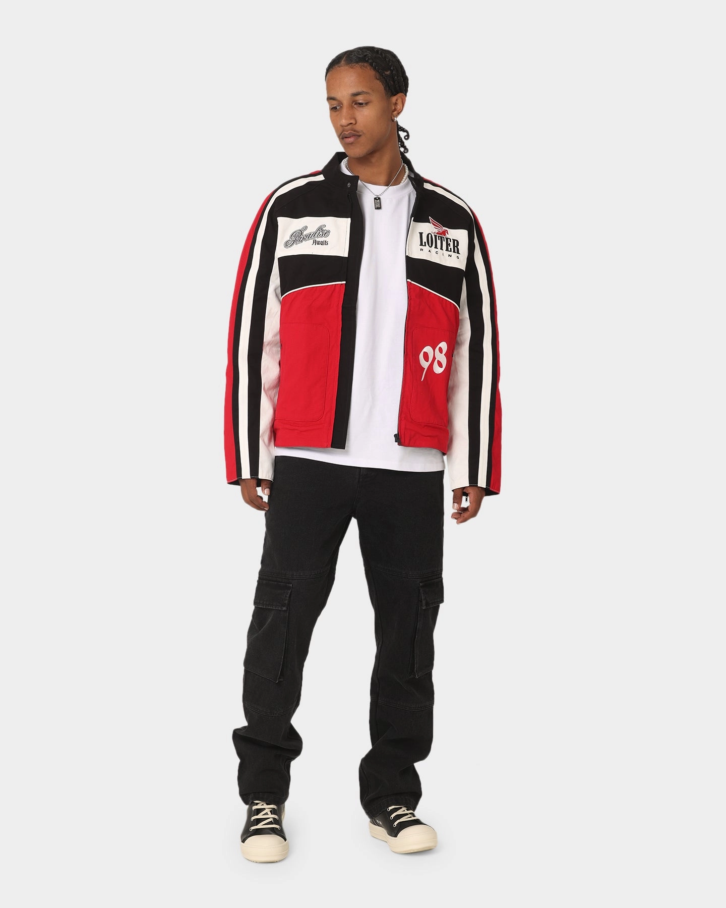 Hooded Design Loiter Motor Jacket Red