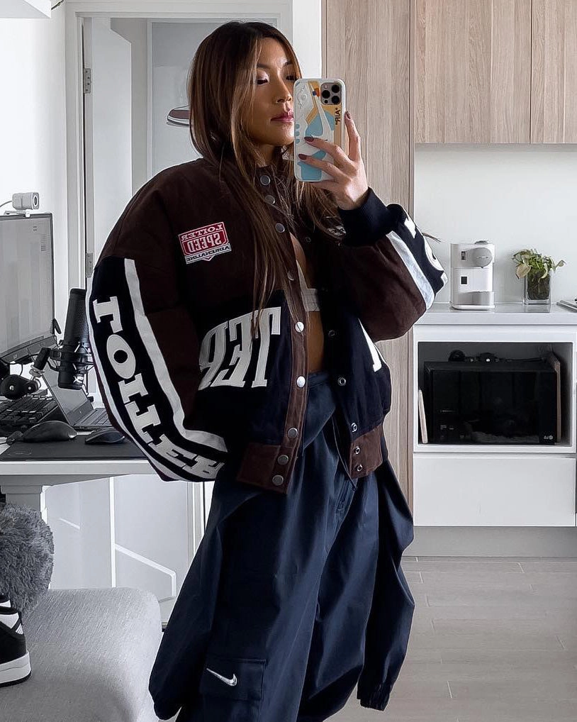 Loiter Motor Sport Jacket Brown mass - produced