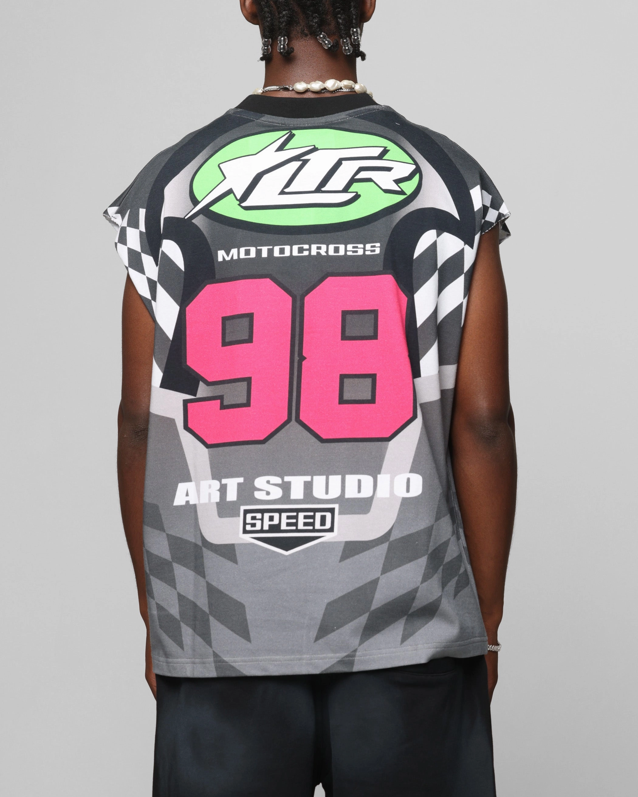 Loiter Motorsport Muscle T-Shirt Grey/Multi-Coloured Minimalist Design