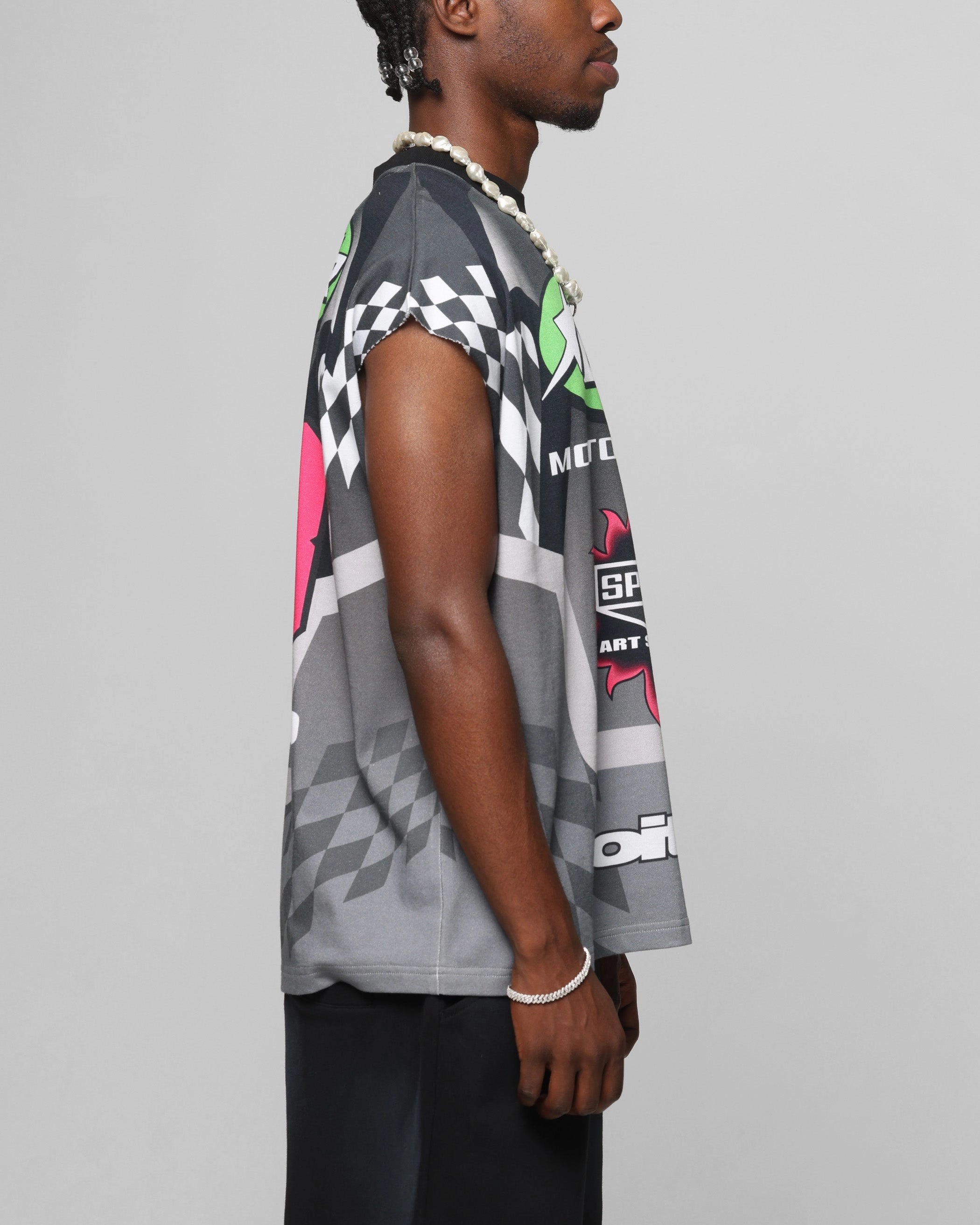 Versatile Apparel Loiter Motorsport Muscle T-Shirt Grey/Multi-Coloured