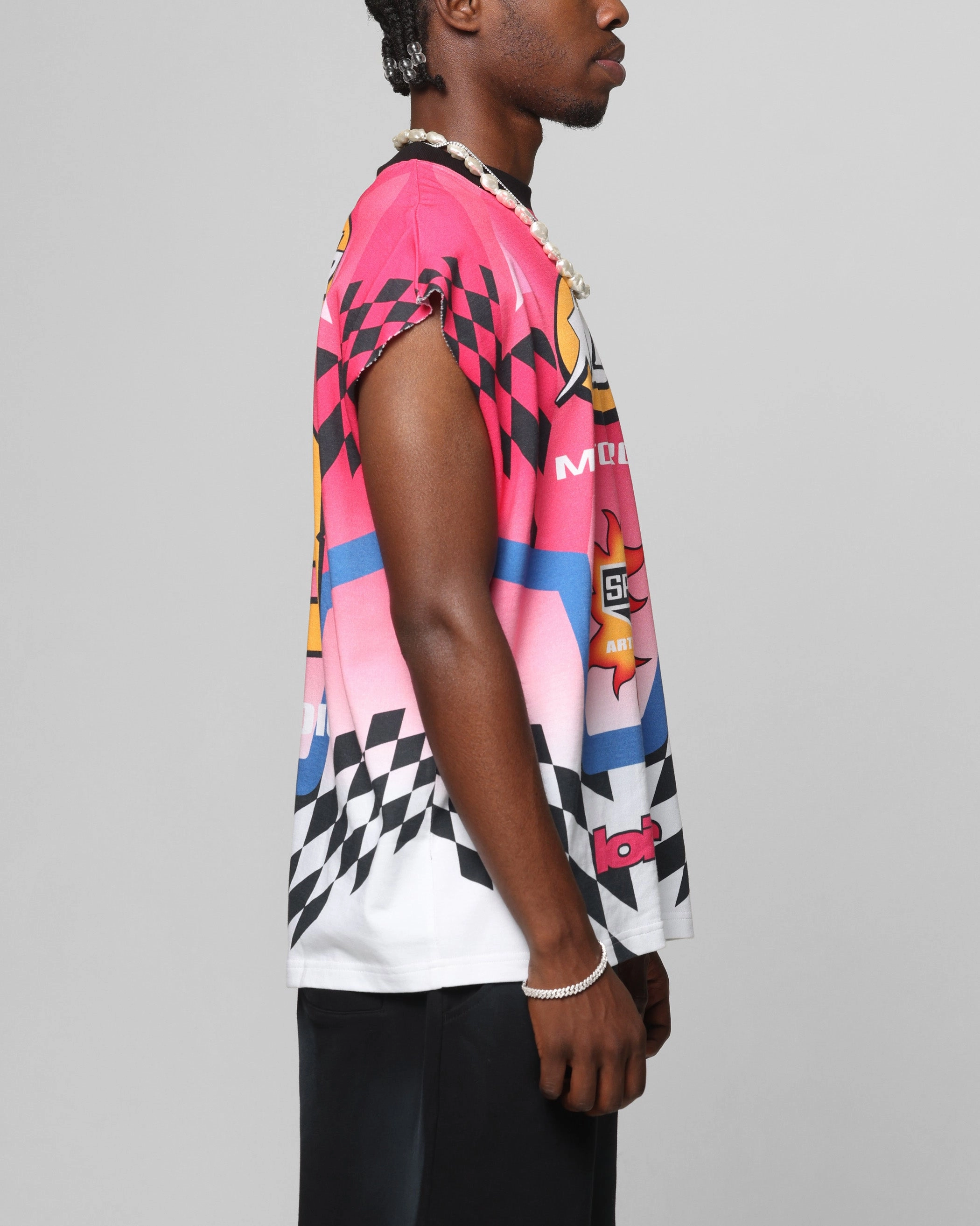 Loiter Motorsport Muscle T-Shirt Pink/Multi-Coloured slim fit