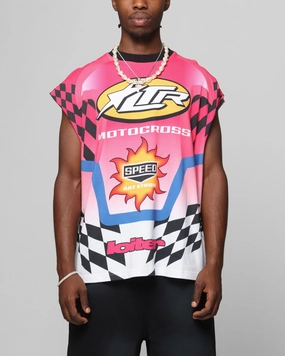 Loiter Motorsport Muscle T-Shirt Pink/Multi-Coloured loose but not baggy
