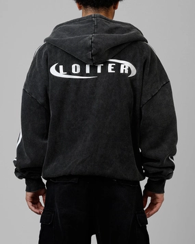 Loiter Night Vision Hoodie Washed Black FullLengthZip brand - new