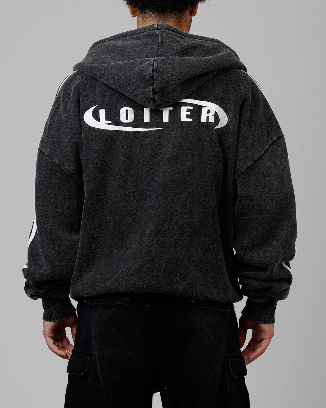 Loiter Night Vision Hoodie Washed Black FullLengthZip brand - new