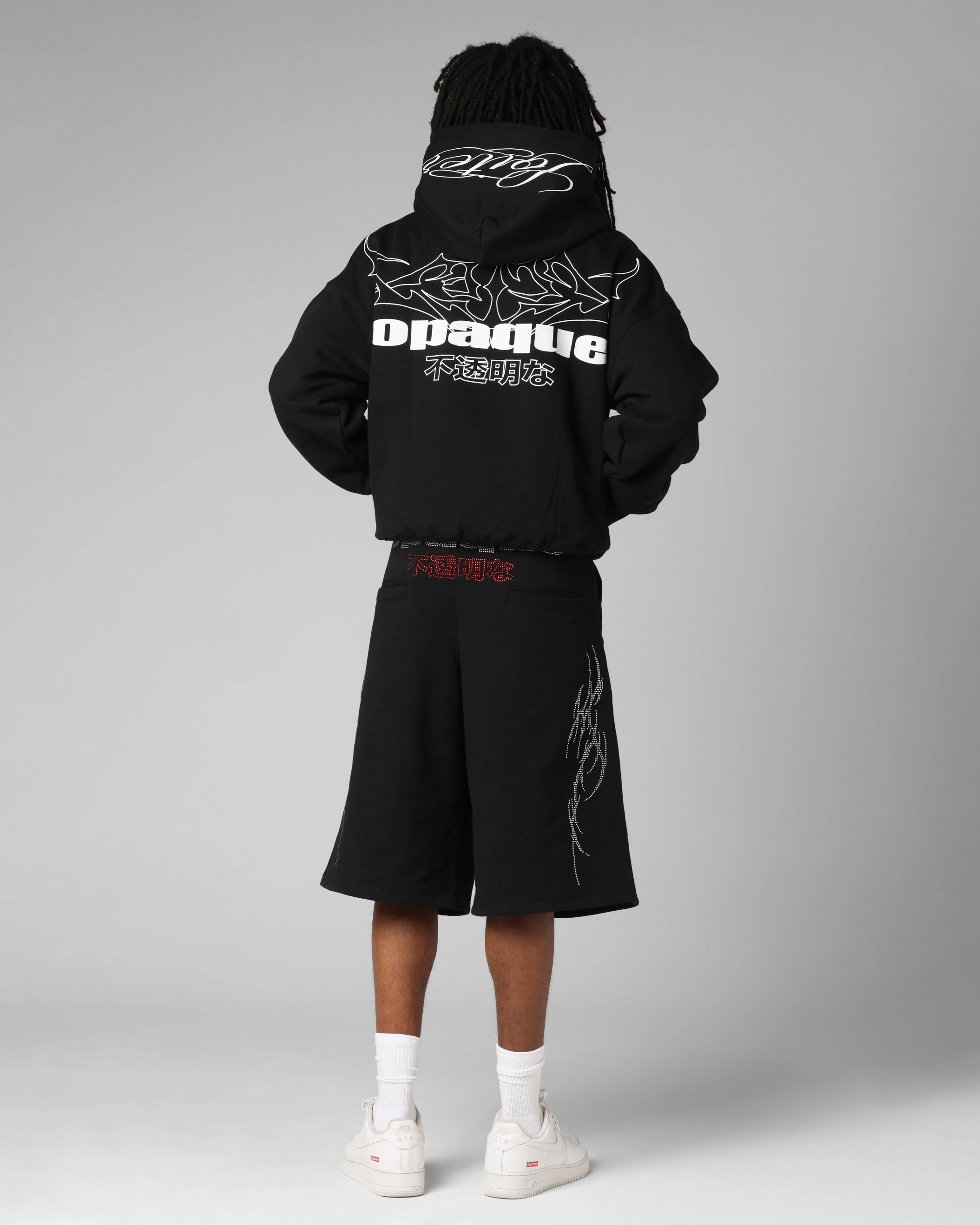 Oppose Casual Style Loiter Opaque Premium Hoodie Black