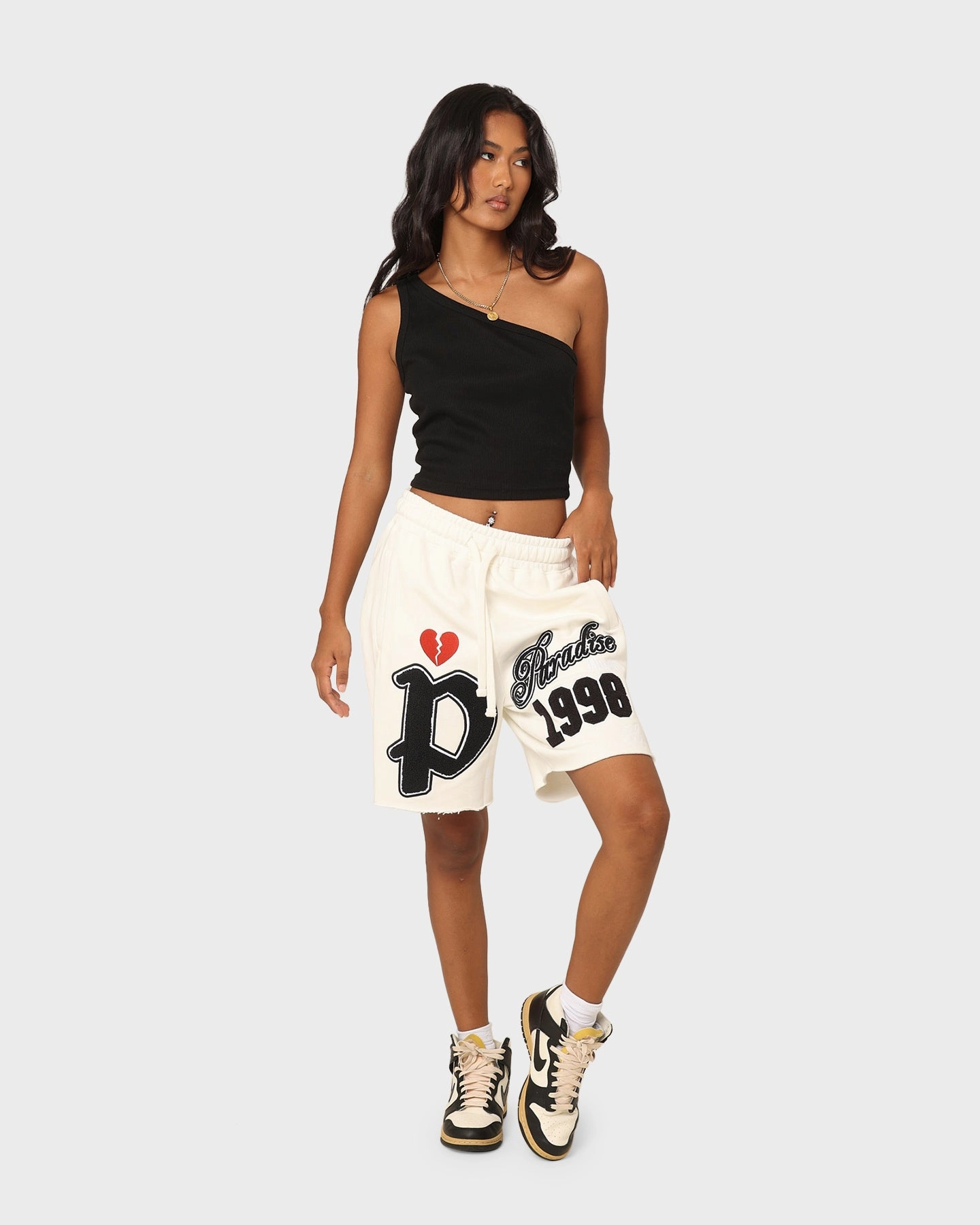 Loiter Paradise Fleece Shorts White Festival wear