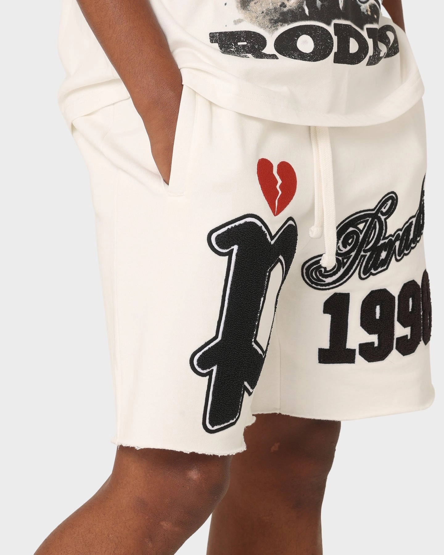 Multi Directional Flex Durable Stitching Loiter Paradise Fleece Shorts White