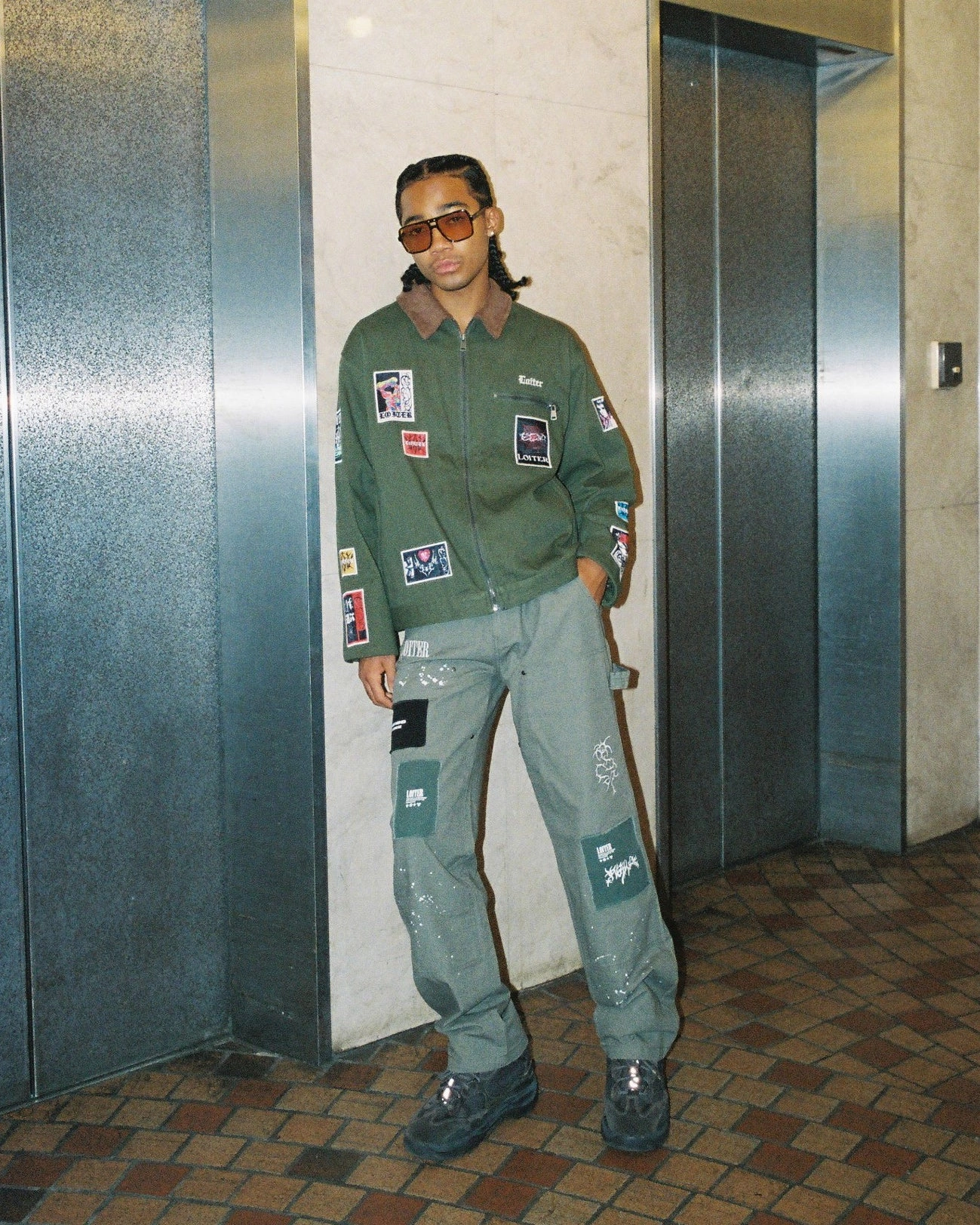 Abrasion Resistant Finish Dispute Loiter Patchwork Jacket Green