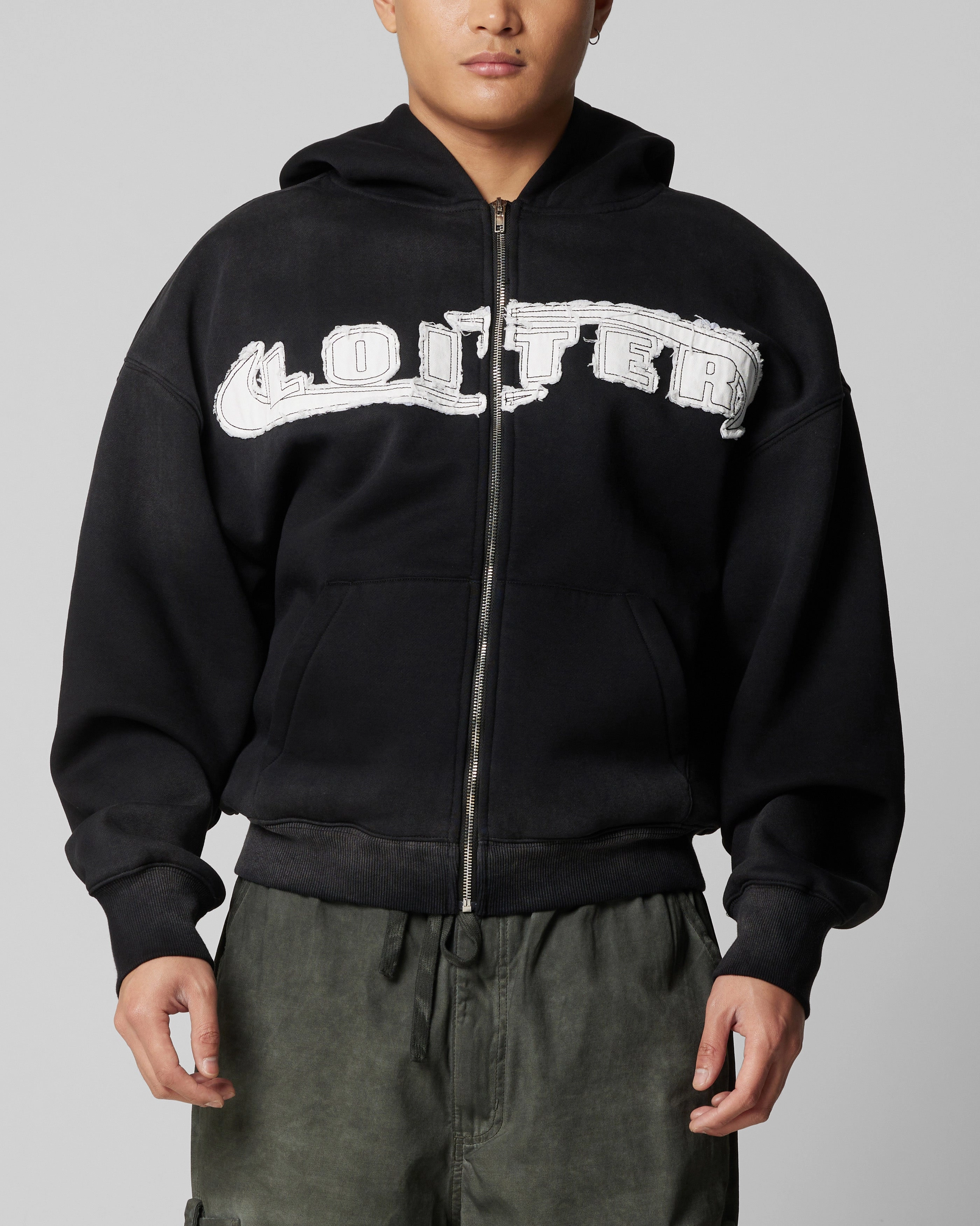 Multi Seasonal Admire Loiter Peace To Make Zip Hoodie Black