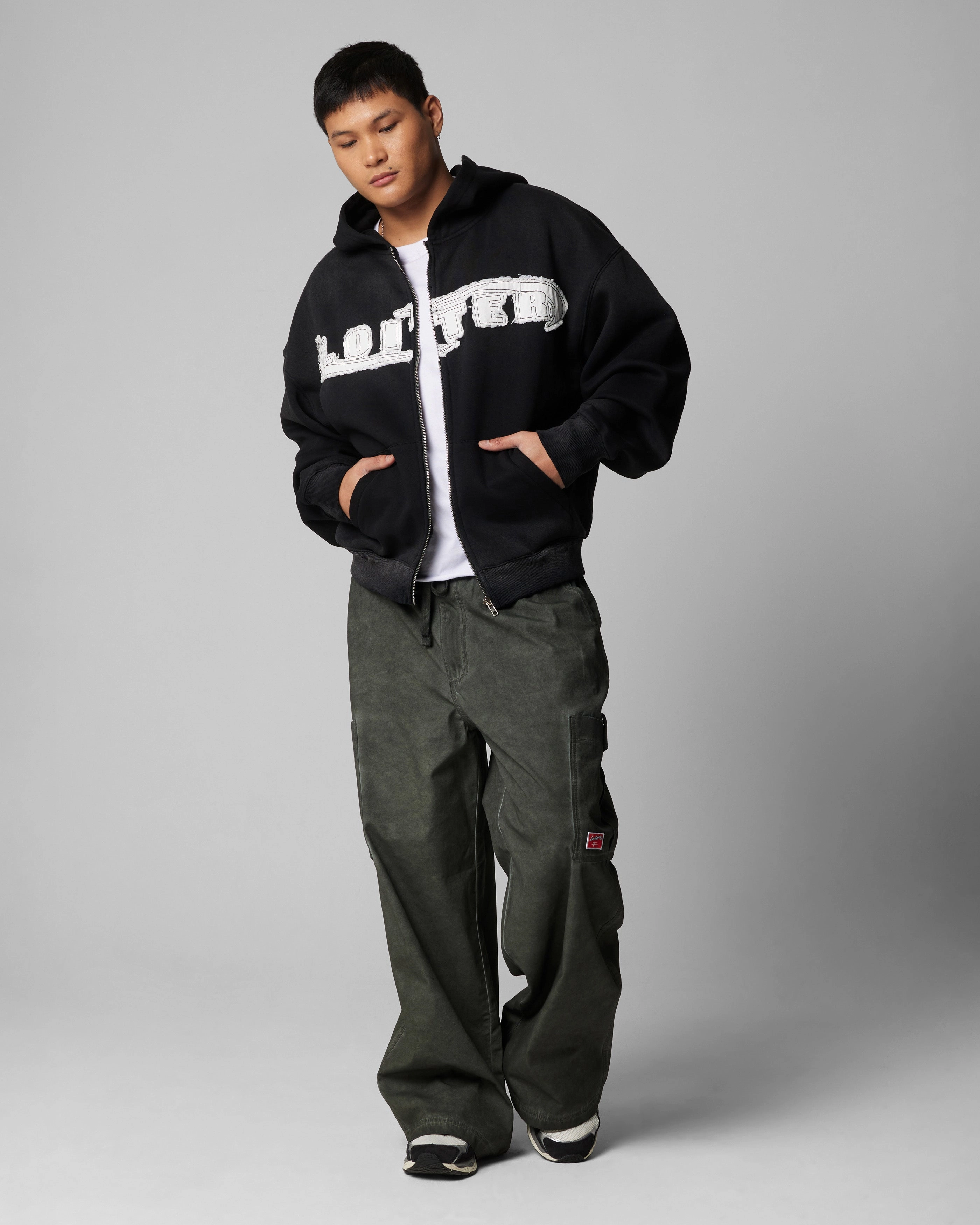 Bargain Loiter Peace To Make Zip Hoodie Black