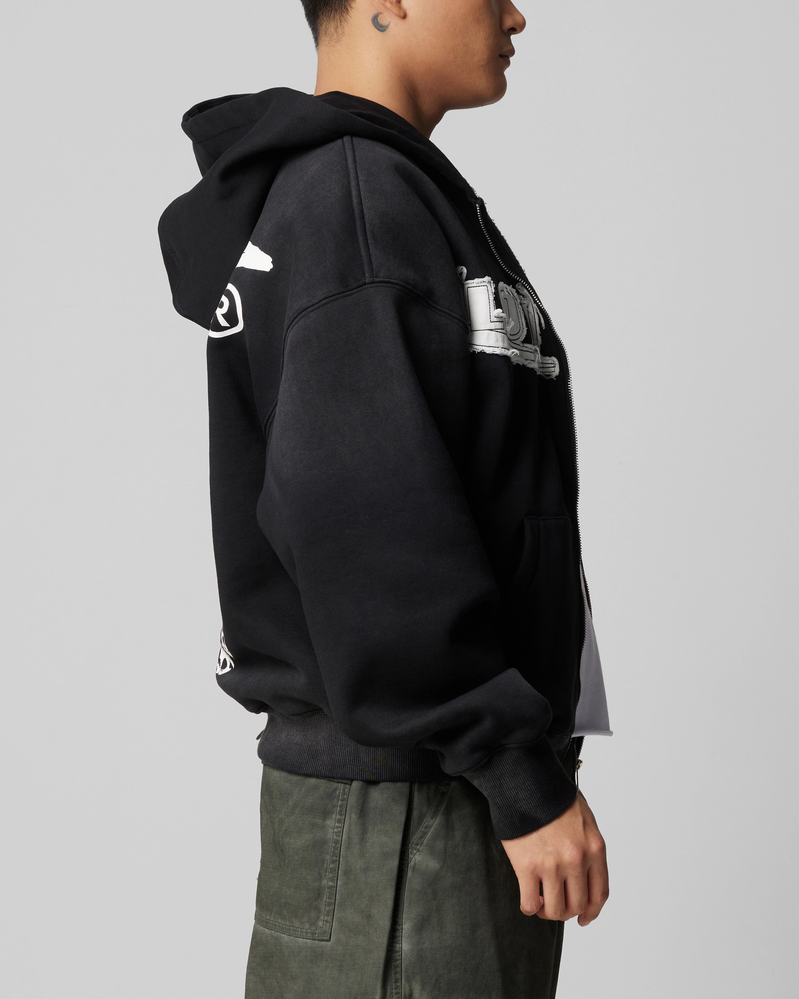 Heavy Duty Scissors Loiter Peace To Make Zip Hoodie Black