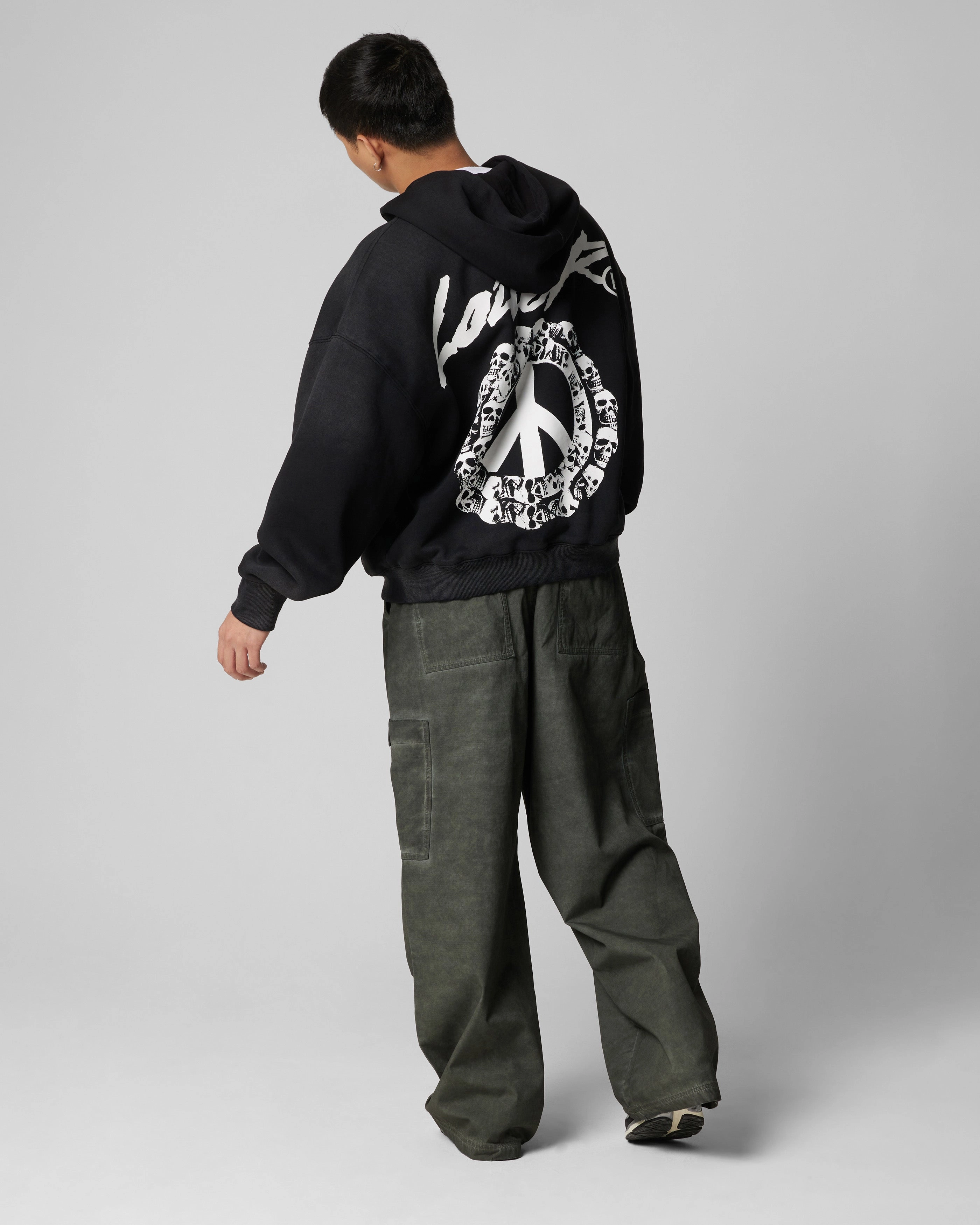 Loiter Peace To Make Zip Hoodie Black Soft Shell Material Outdoor Adventure