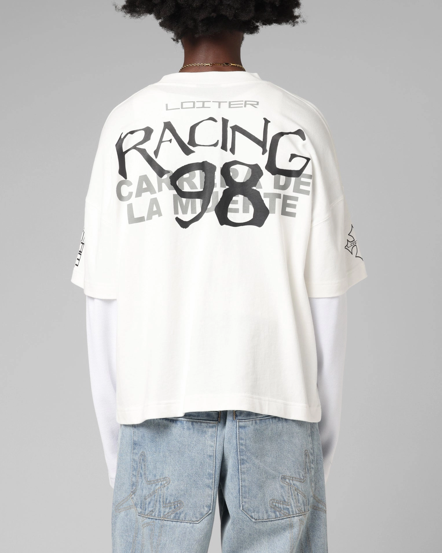 Reinforced Hems Perfect Layering Loiter Performance Layered Long Sleeve T-Shirt Off White