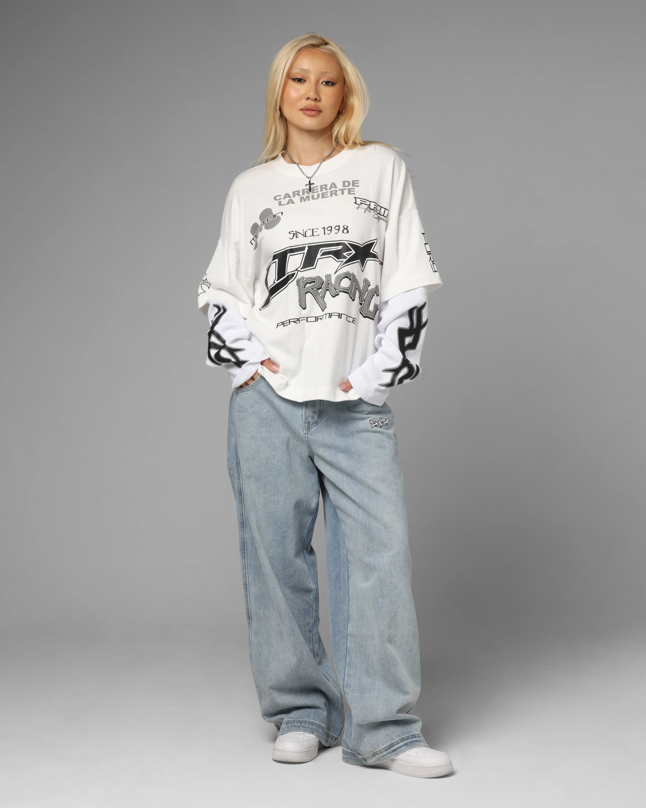 Valentine's Day Loiter Performance Layered Long Sleeve T-Shirt Off White