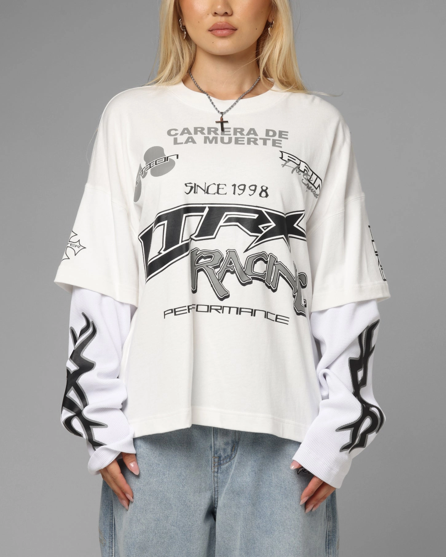Loiter Performance Layered Long Sleeve T-Shirt Off White Easygoing Wear