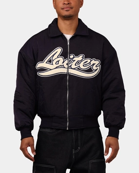 Easy Zip Loiter Pitch Varsity Jacket Navy