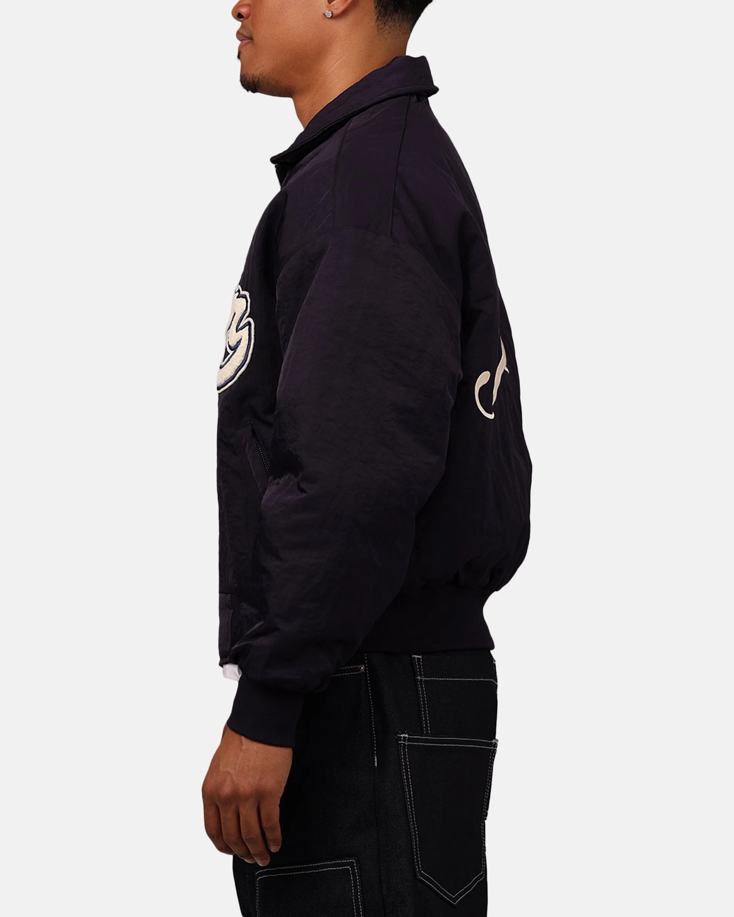 Loiter Pitch Varsity Jacket Navy Outdoor Layer