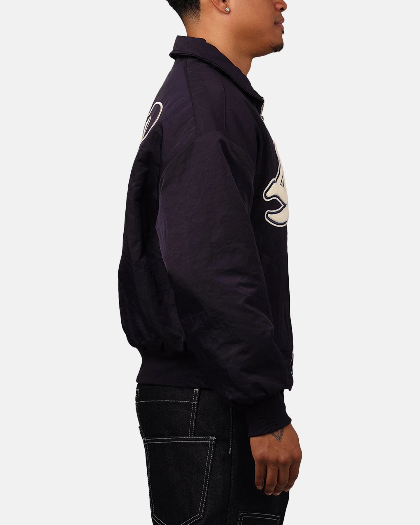 Loiter Pitch Varsity Jacket Navy GloveFriendly Cuff Design