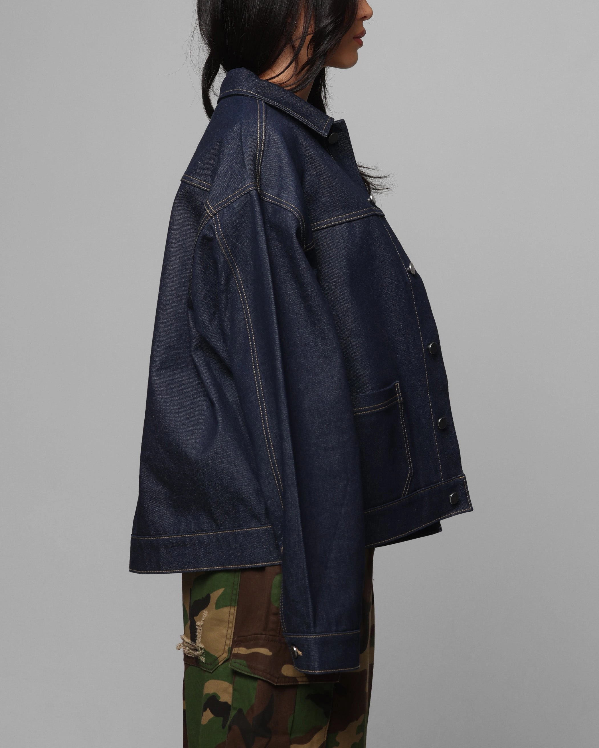 Loiter Prestige Denim Jacket Raw Indigo Compression Packed Design