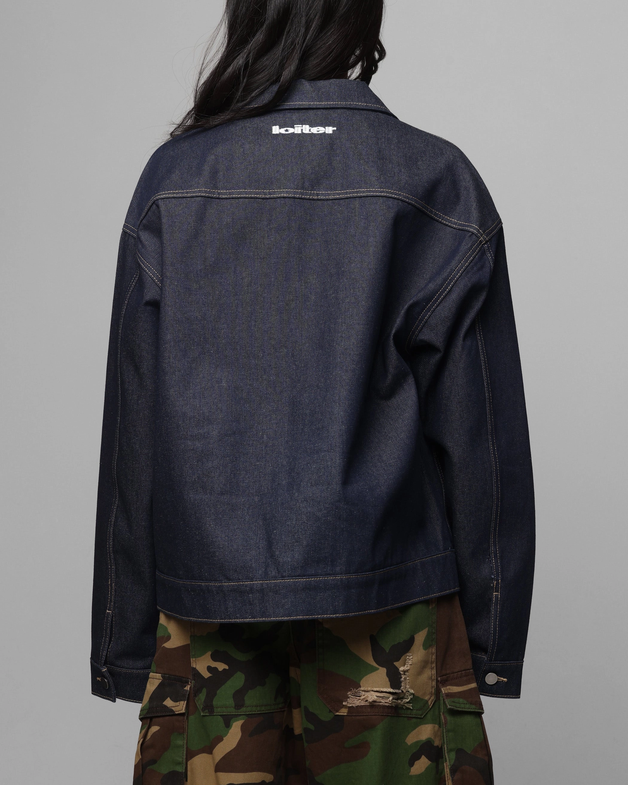 Loiter Prestige Denim Jacket Raw Indigo release Anti Slip Collar