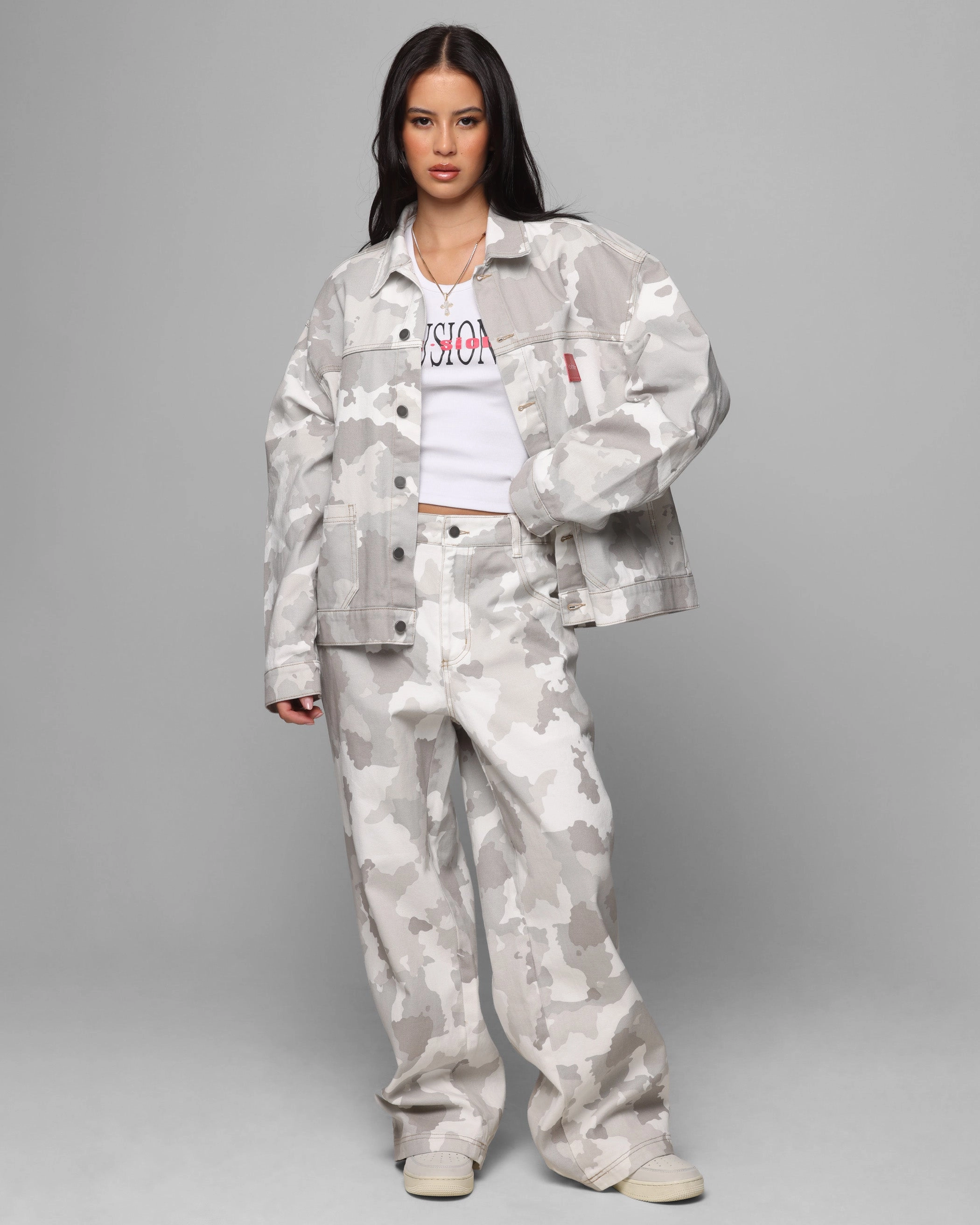 men's fashion Loiter Prestige Denim Jacket Snow Camo