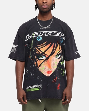 Loiter Project Dark Vintage T-Shirt Black Acidwash Summer Favorite Everyday Style