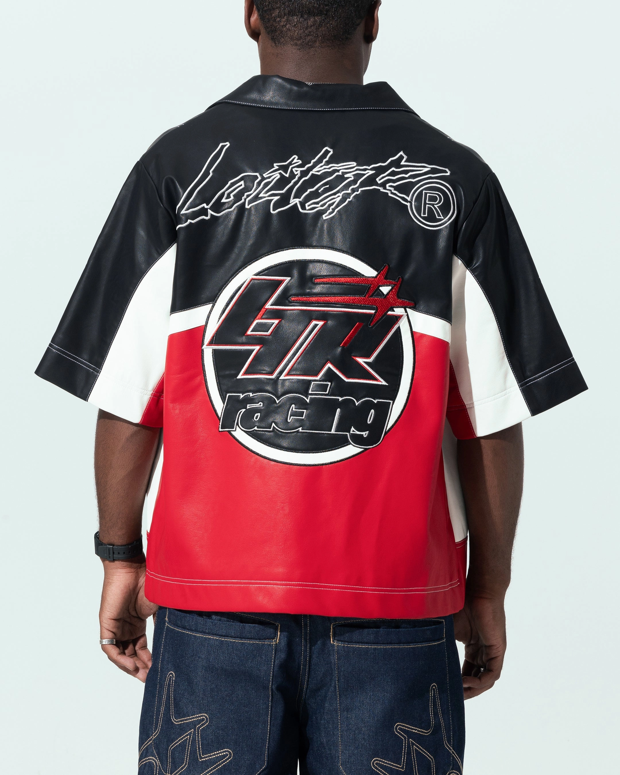 Loiter Racer Button Up Shirt Black/Red Adjustable Wear online purchase