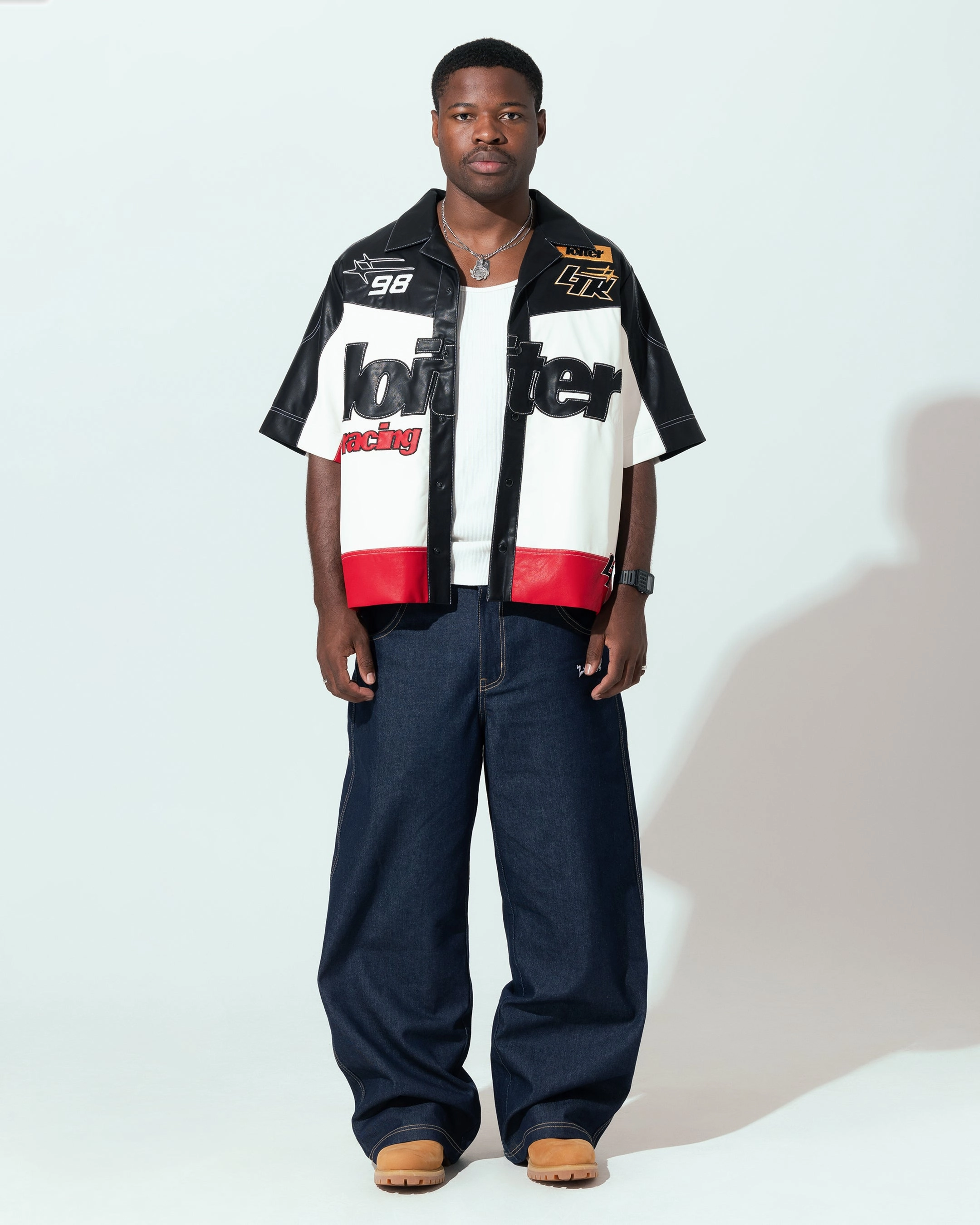 Loiter Racer Button Up Shirt Black/Red Base-layer Neutral Tones