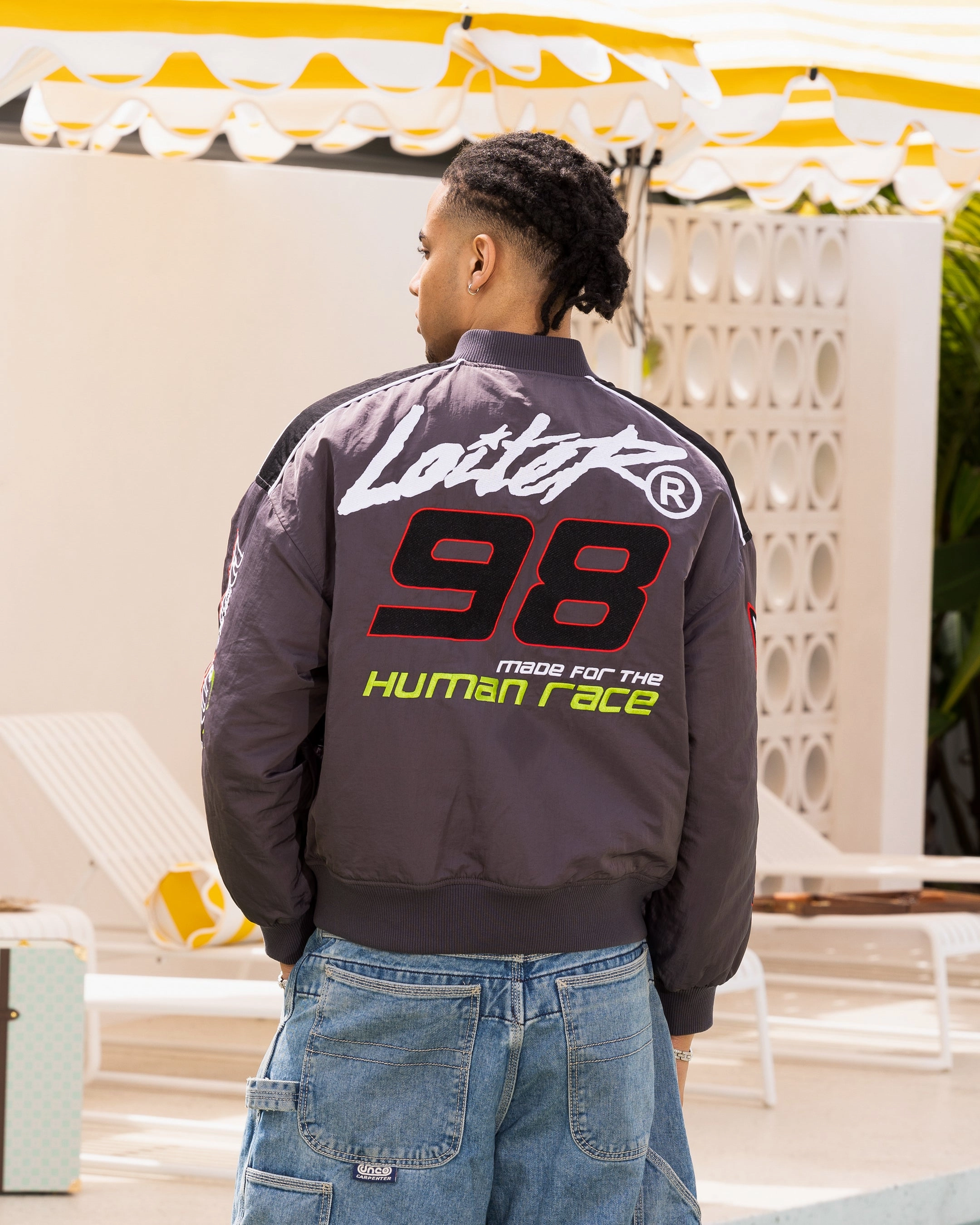 Loiter Racer Motor Jacket Charcoal half-zip