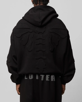 Minimalist Aesthetic windproof lining Loiter Sandevistan Hoodie Black