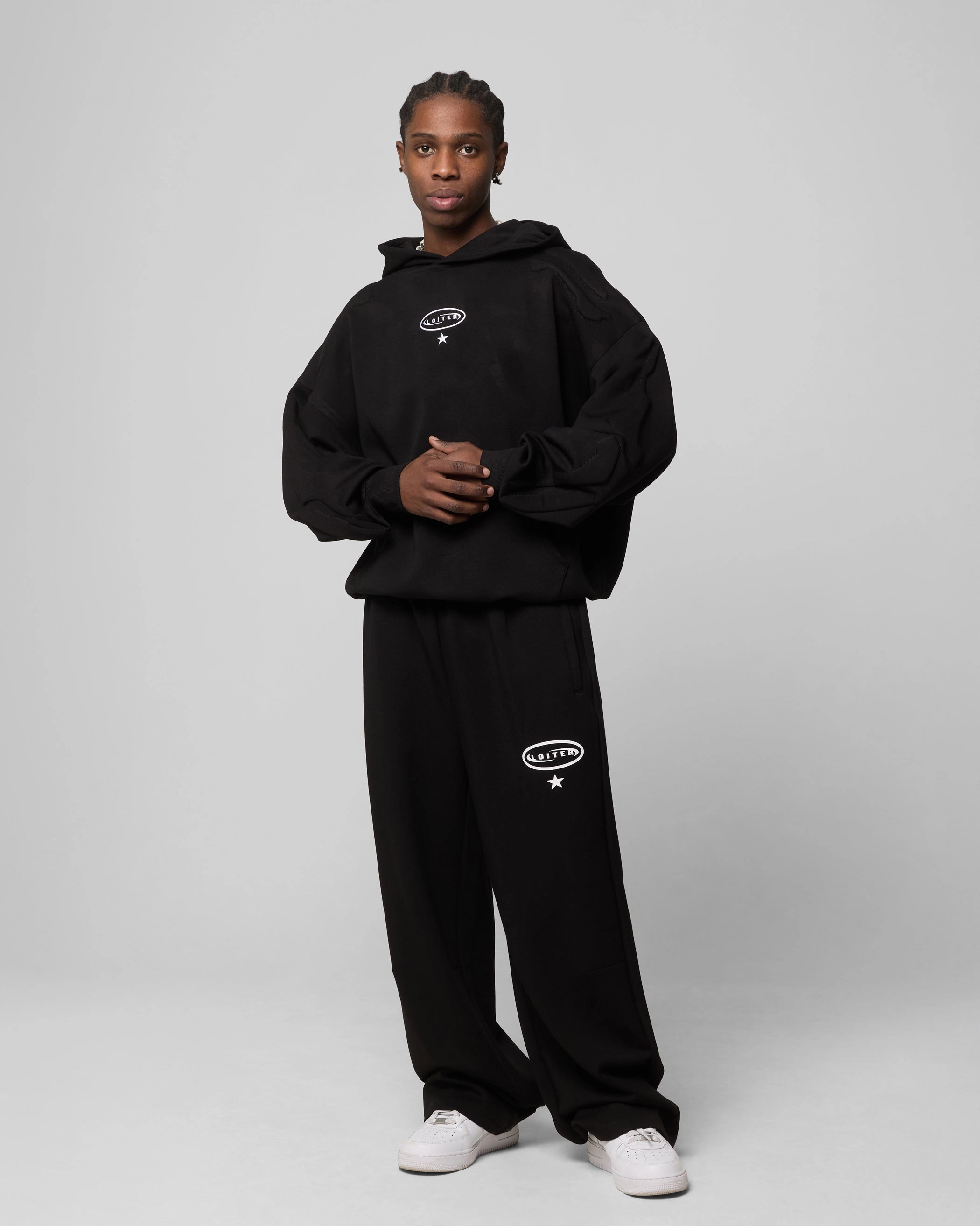 Fringe details Trendy Style Loiter Sandevistan Hoodie Black